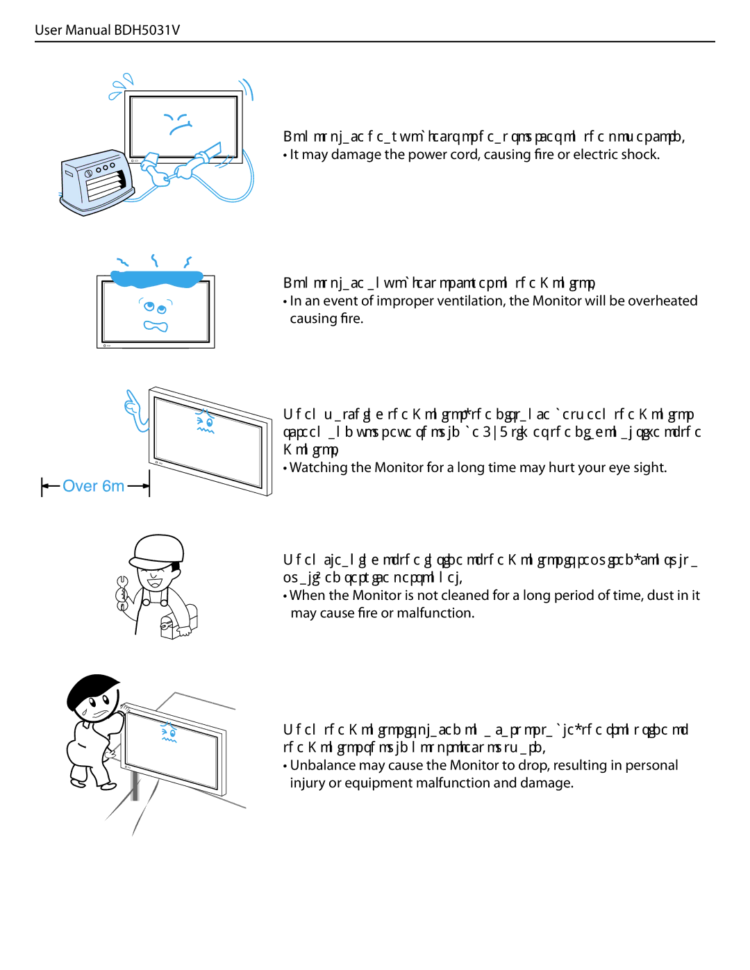 Philips BDH5031V.00 user manual It may damage the power cord, causing ﬁre or electric shock 