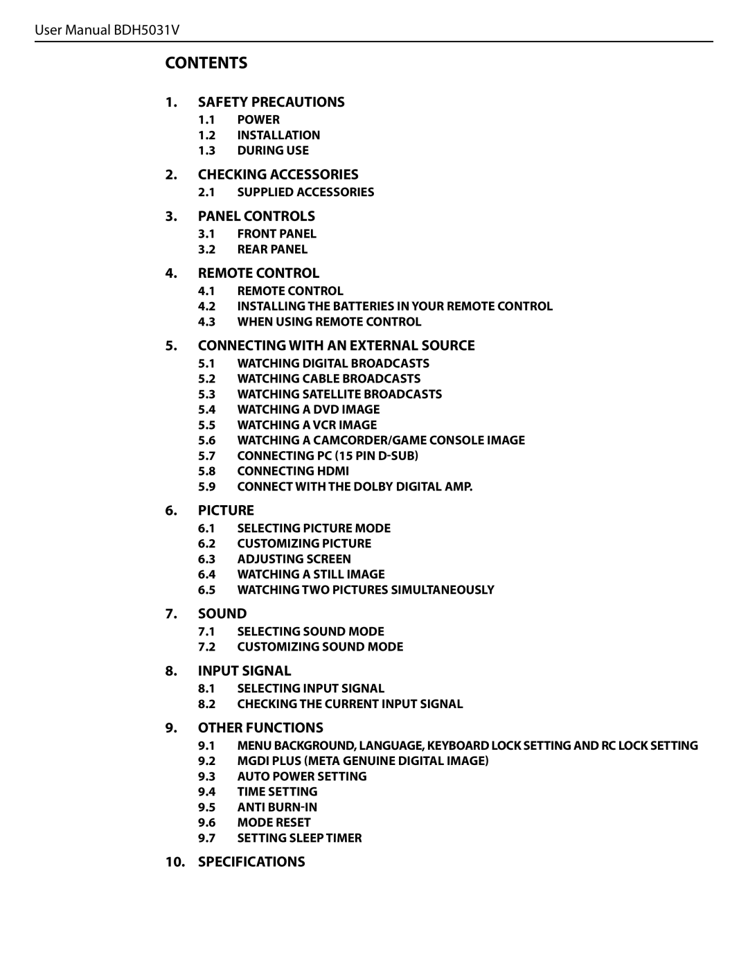 Philips BDH5031V.00 user manual Contents 