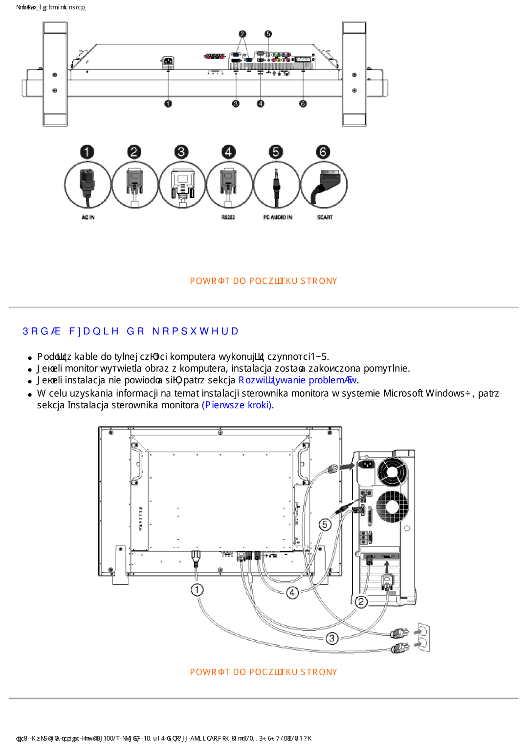 Philips BDL3221V manual 3RGáąFDQLHGRNRPSXWHUD 