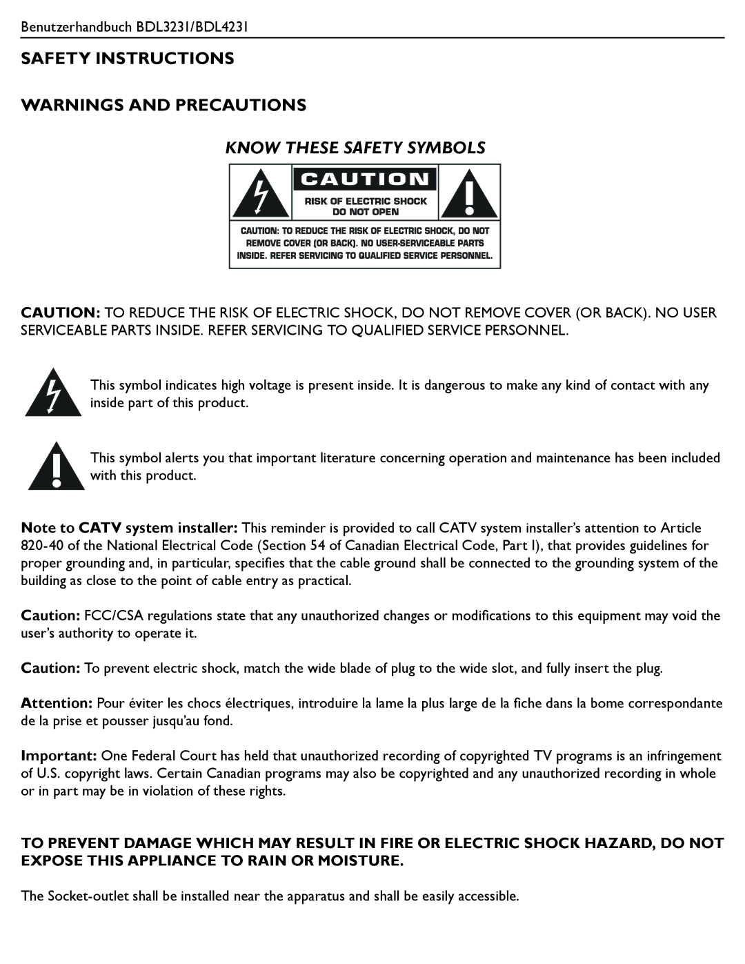 Philips BDL3231, BDL4231 manual Know These Safety Symbols 