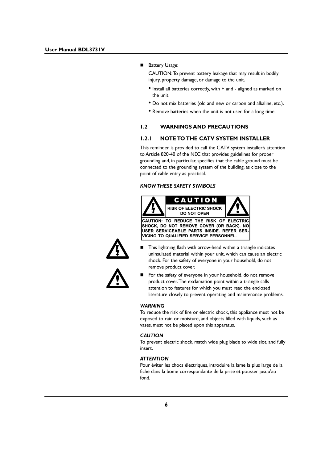 Philips BDL3731V manual Know These Safety Symbols 