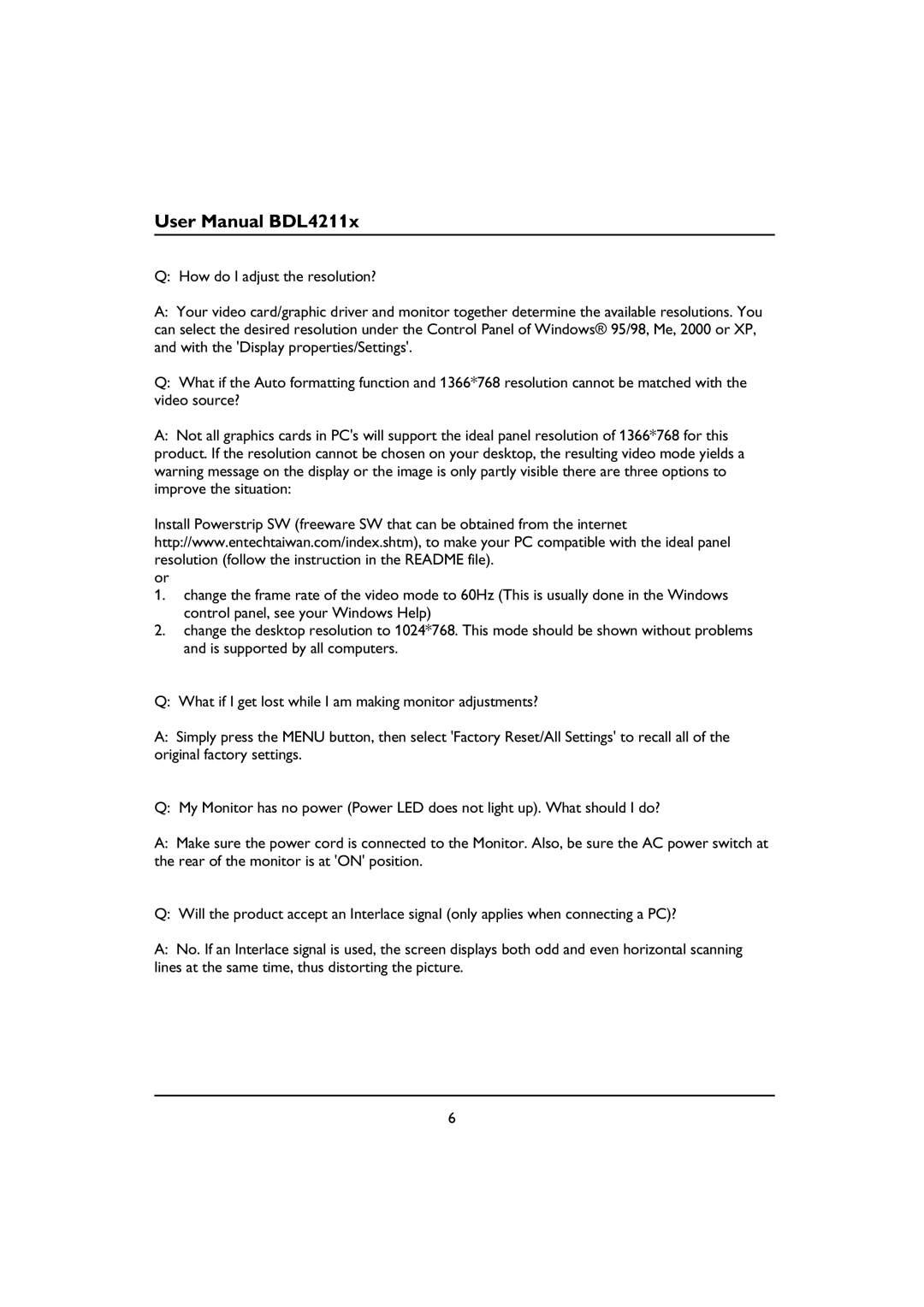 Philips BDL4211P, BDL4211V, BDL4211C user manual 