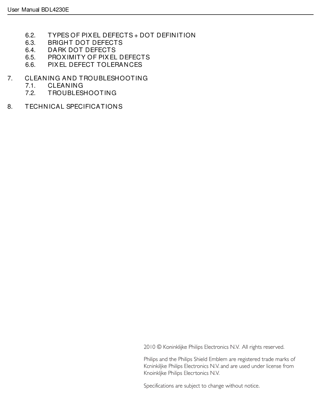 Philips BDL4230E user manual 