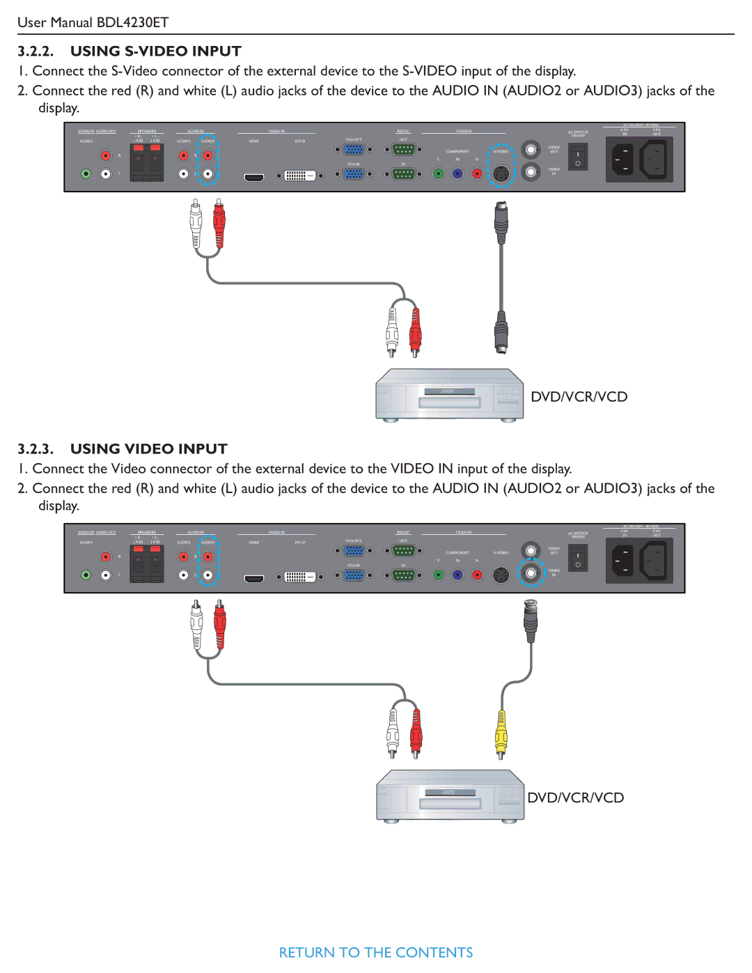 Philips BDL4230ET user manual Using S-VIDEO Input 