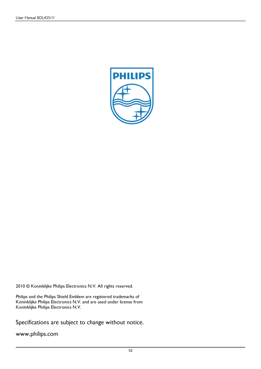 Philips BDL4251V user manual 