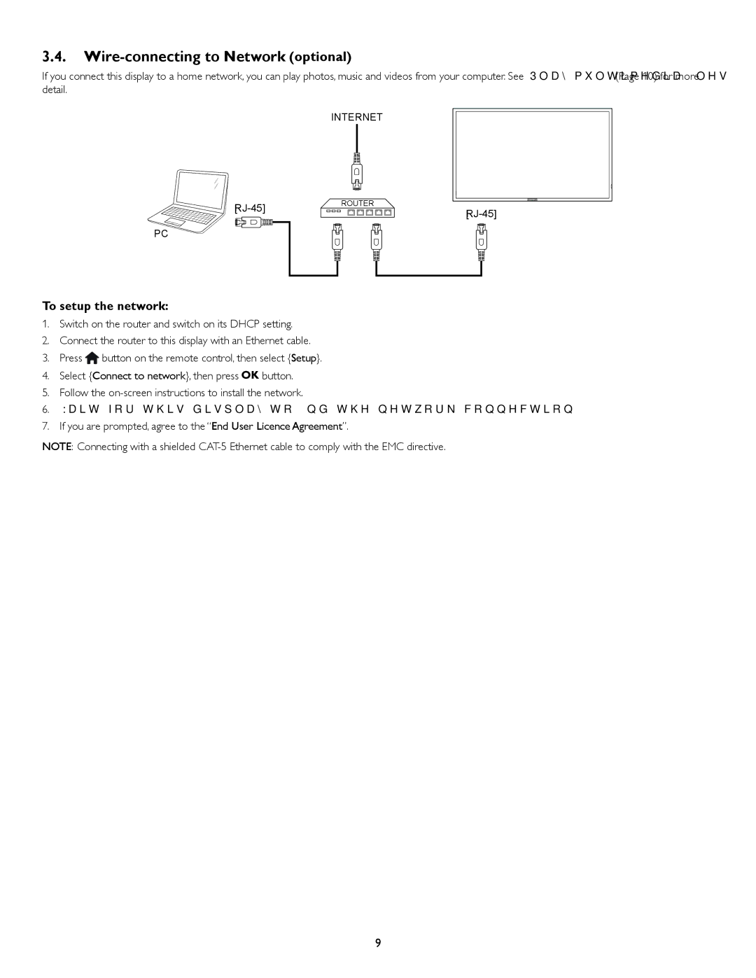 Philips BDL4620QL user manual Wire-connecting to Network optional, To setup the network 