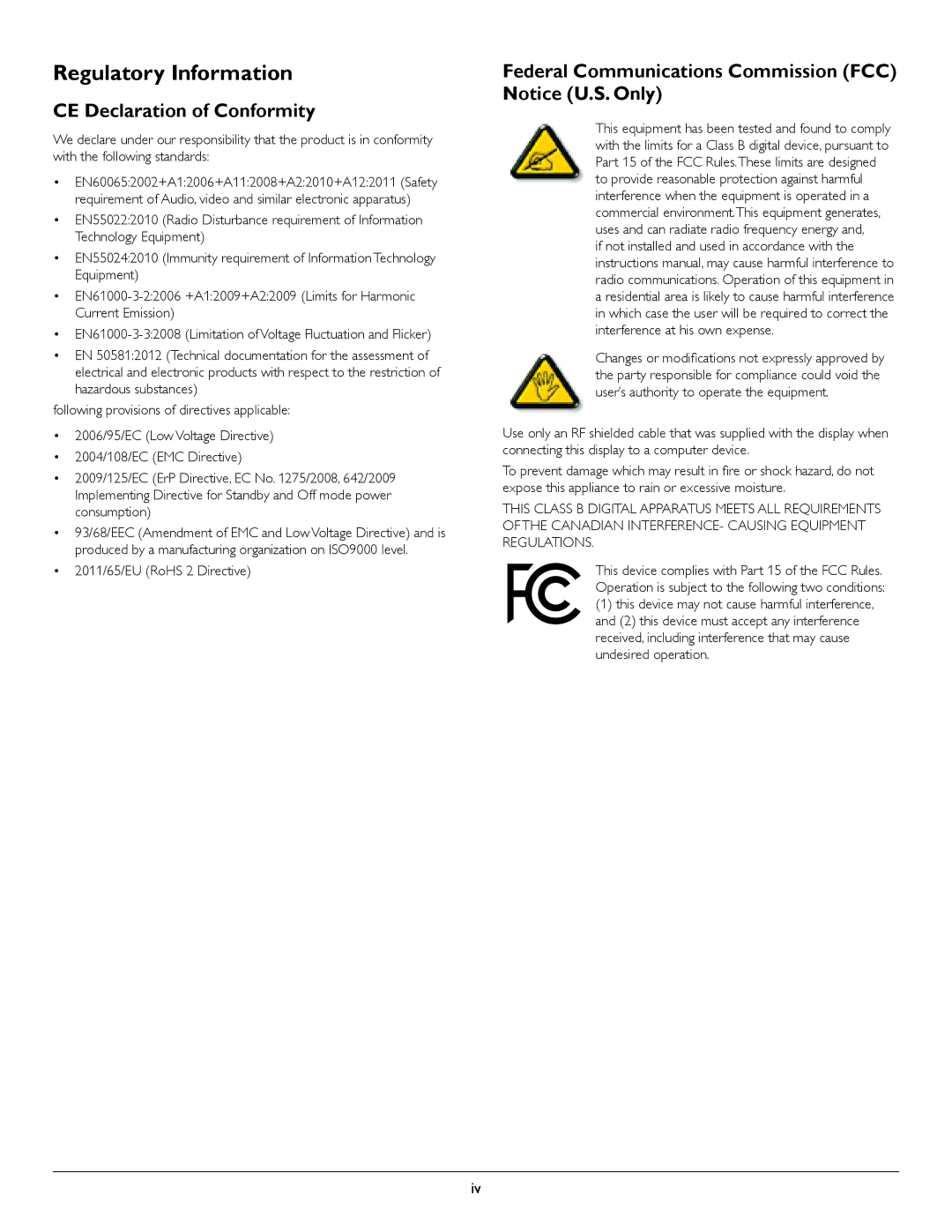 Philips BDL4620QL user manual Regulatory Information, CE Declaration of Conformity 