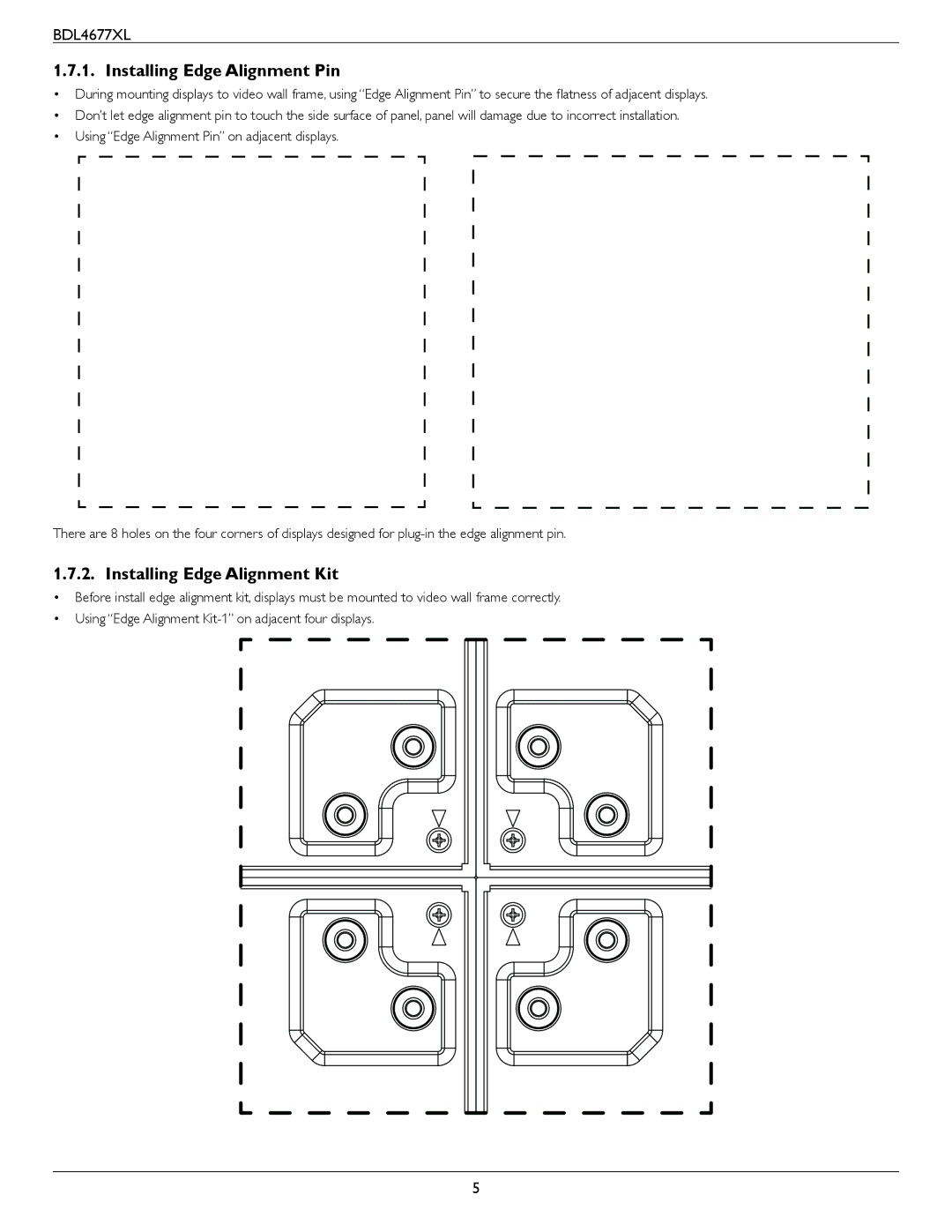 Philips BDL4677XL user manual Installing Edge Alignment Pin, Installing Edge Alignment Kit 