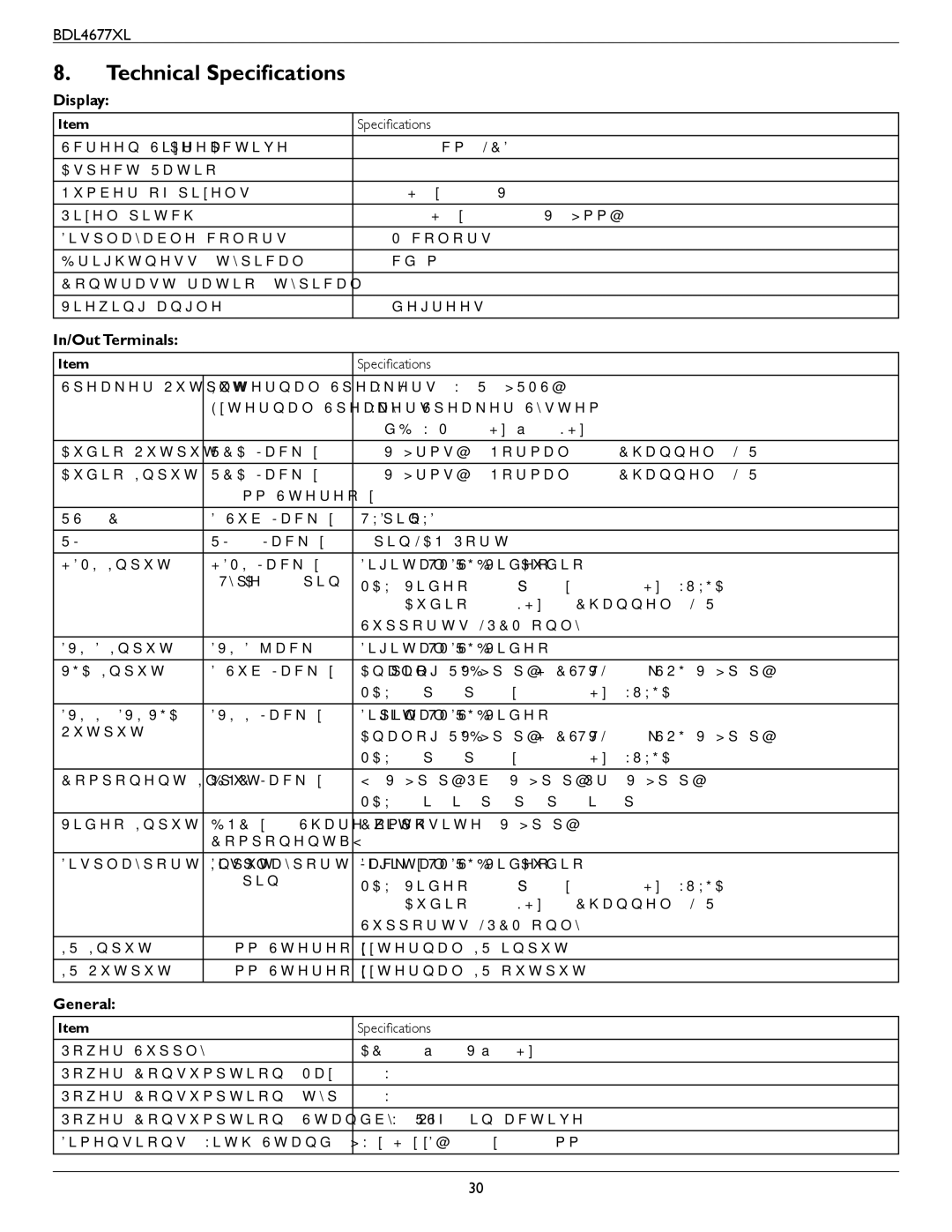 Philips BDL4677XL user manual Technical Specifications, Display, In/Out Terminals, General 