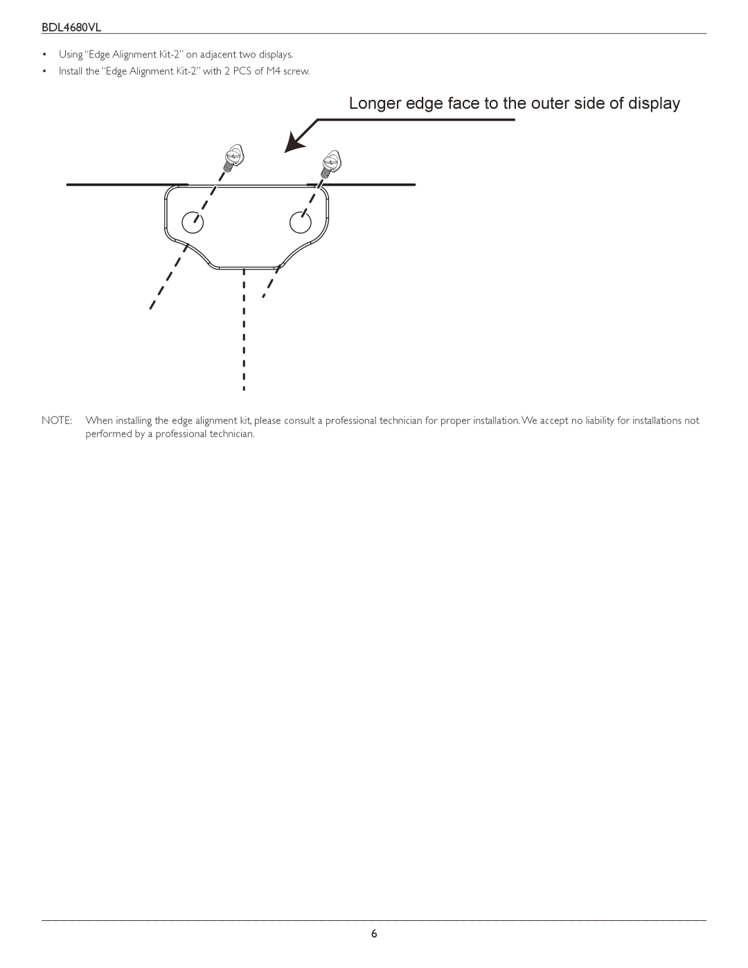 Philips BDL4680VL user manual Longer edge face to the outer side of display 