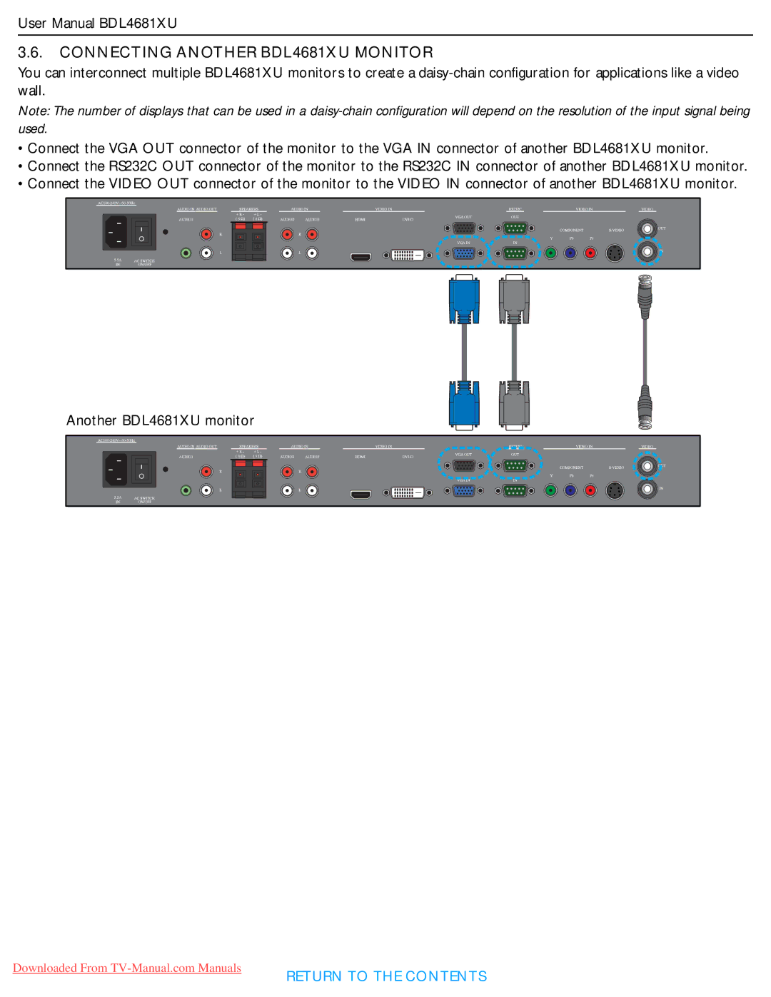 Philips user manual Connecting Another BDL4681XU Monitor 