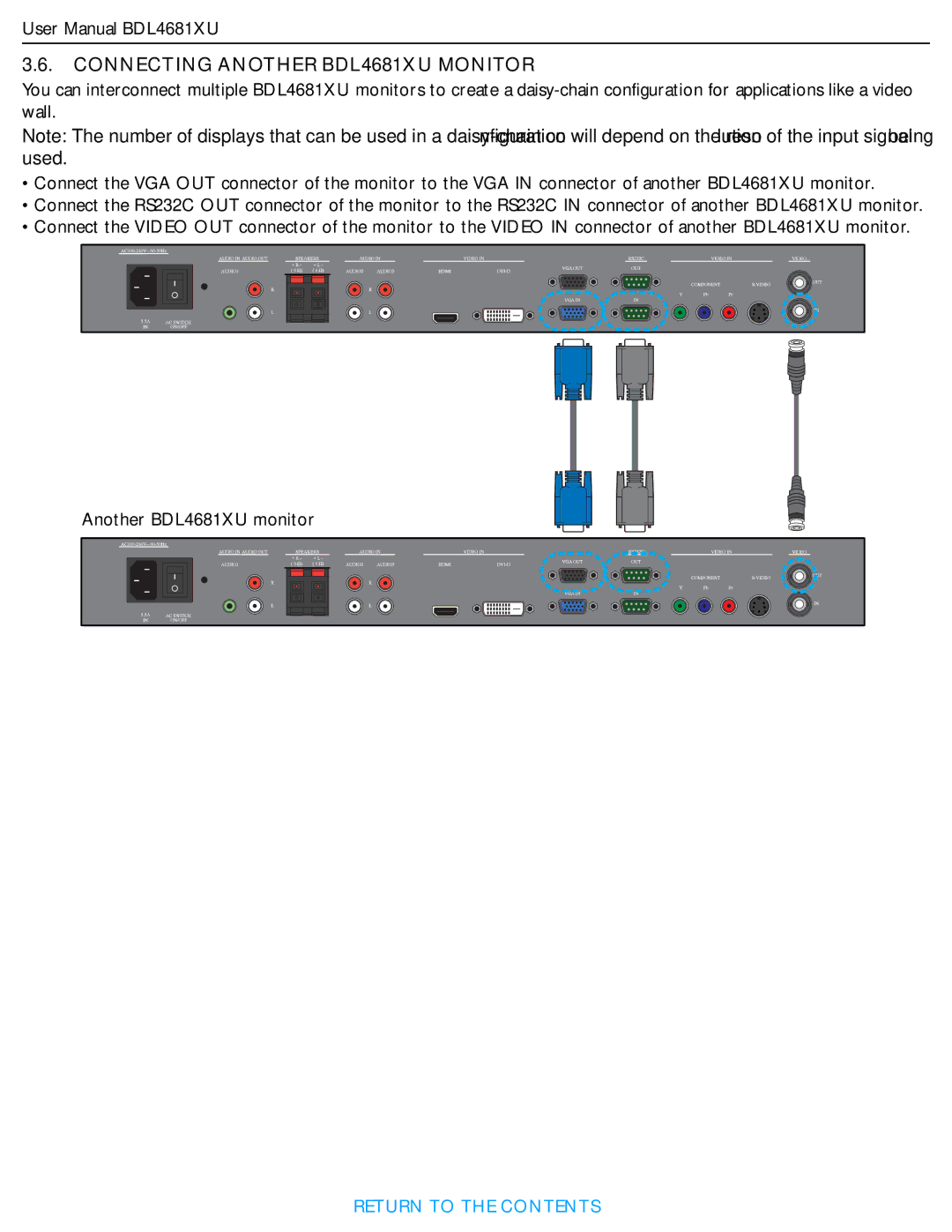 Philips BDL4681XU/00 user manual Connecting Another BDL4681XU Monitor 