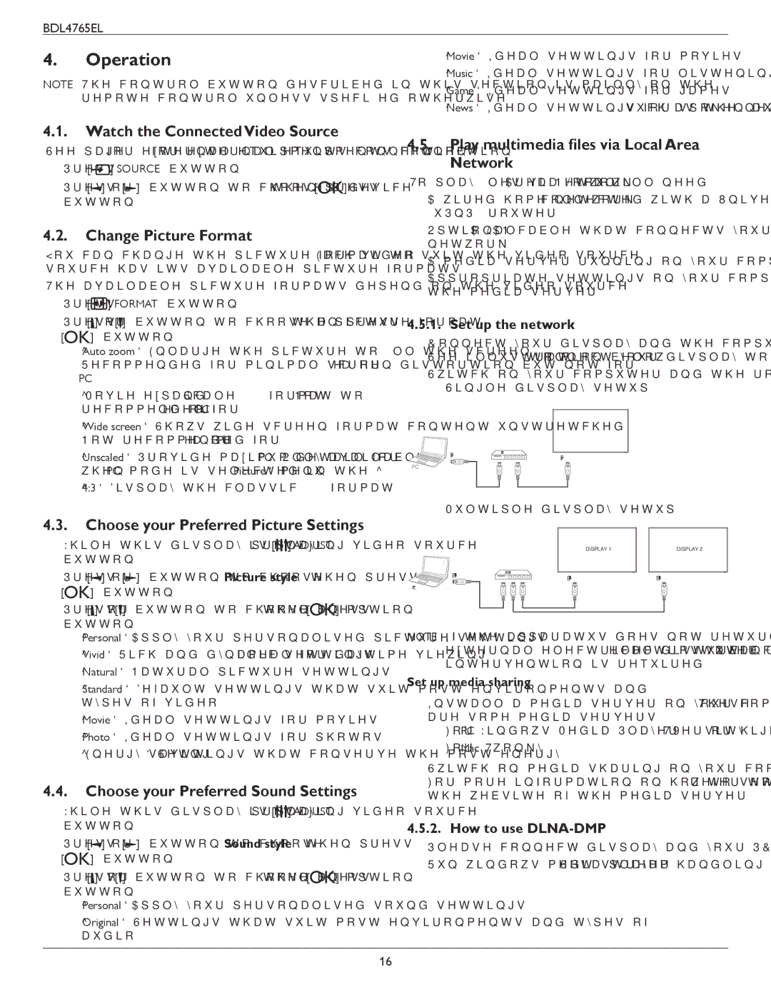 Philips BDL4765El user manual Operation 