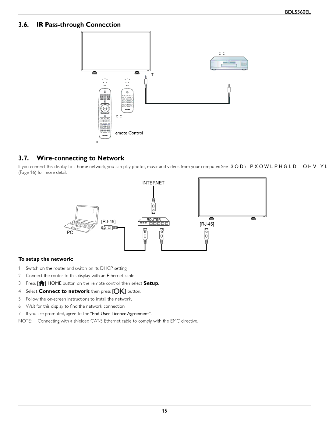 Philips BDL5560EL user manual IR Pass-through Connection, Wire-connecting to Network, To setup the network 