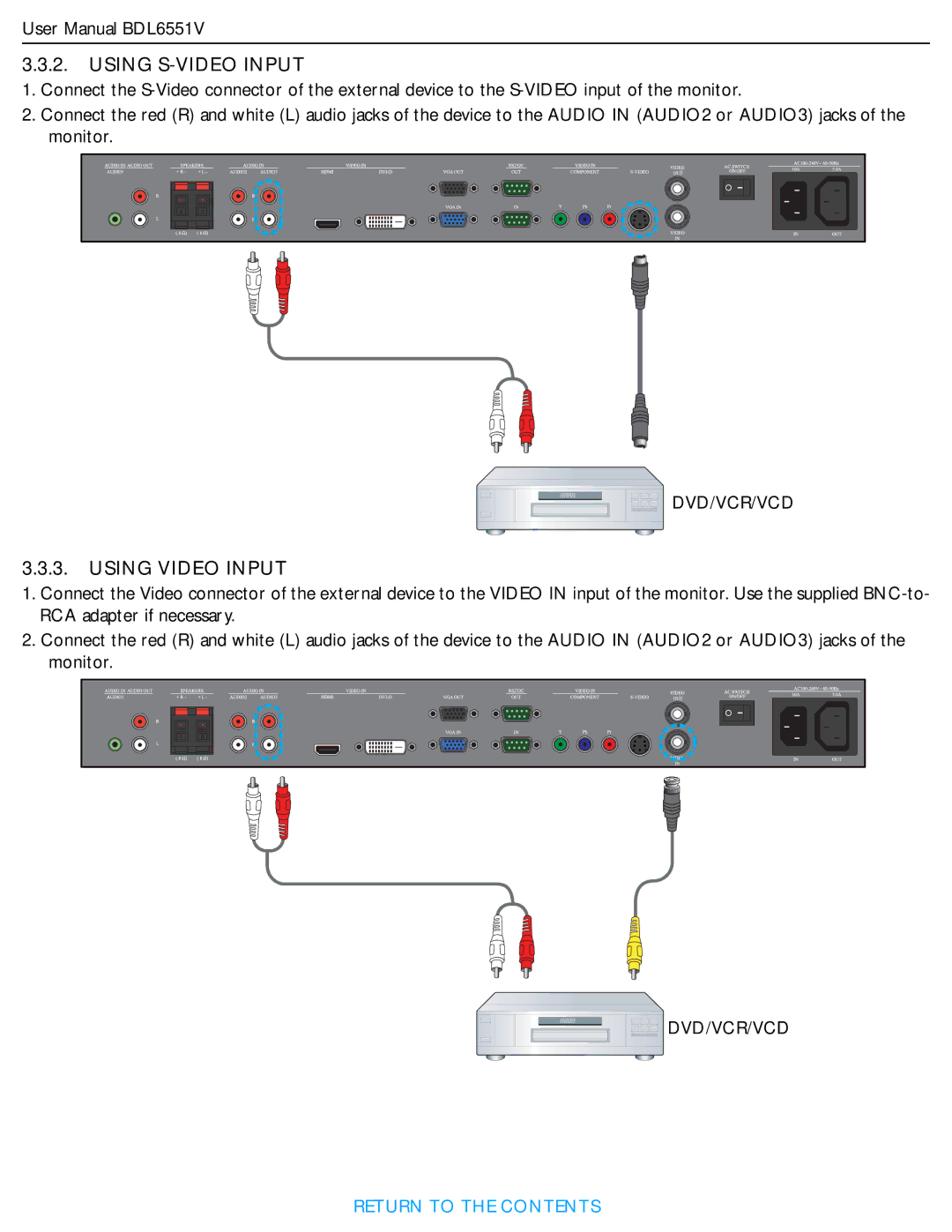 Philips BDL6551V user manual Using S-VIDEO Input 