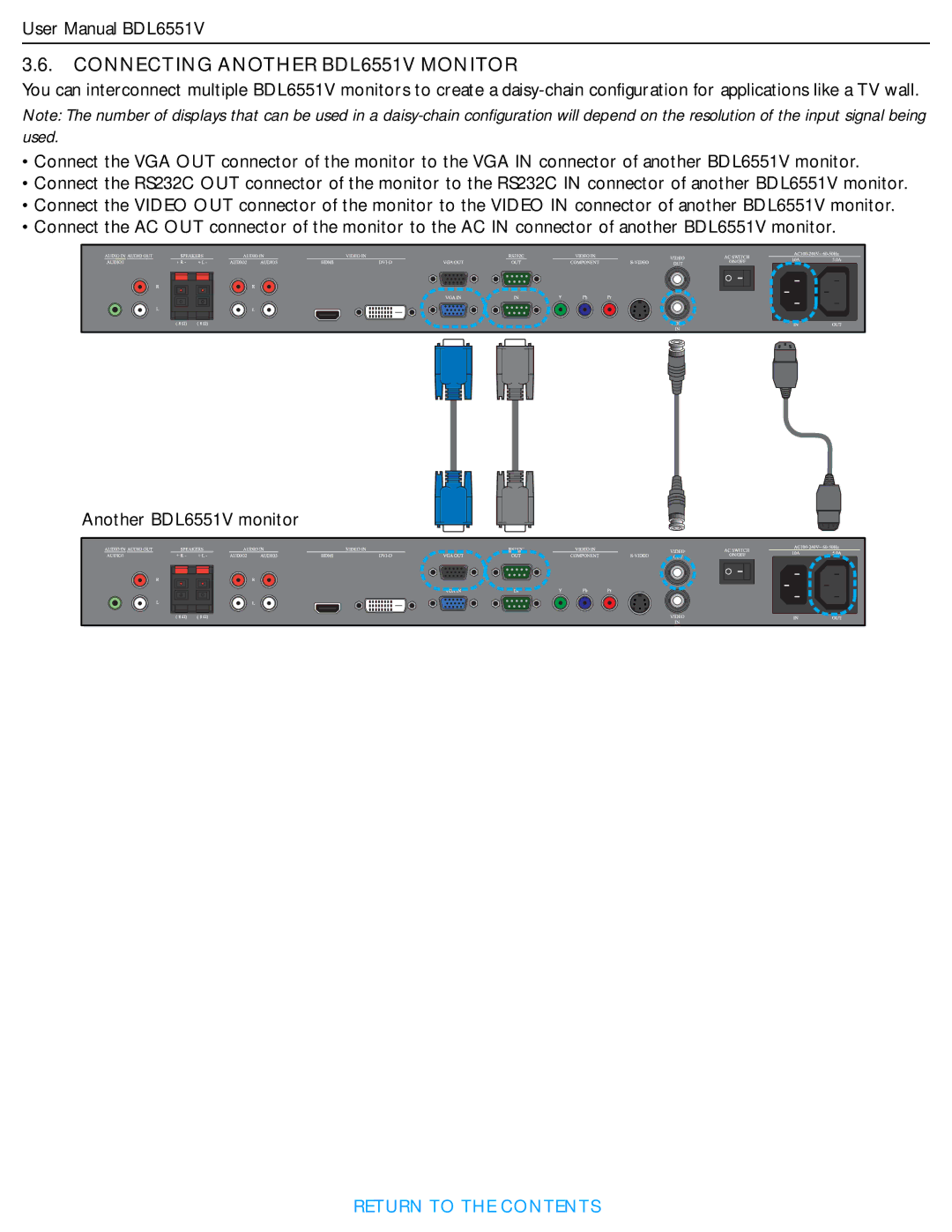 Philips user manual Connecting Another BDL6551V Monitor 