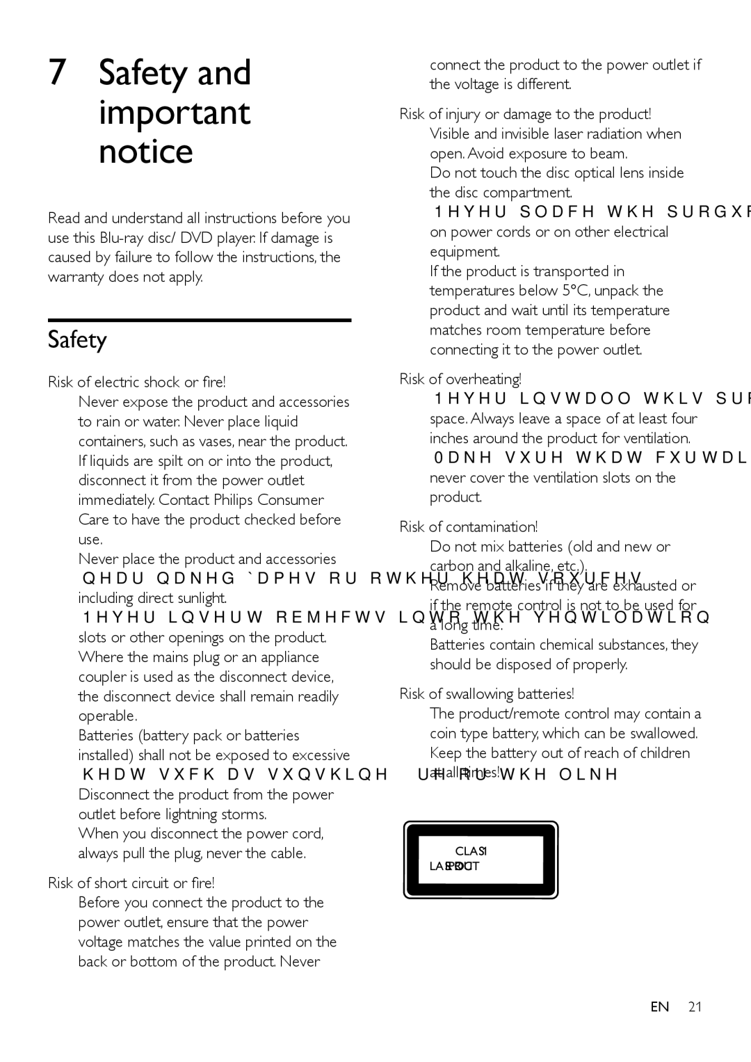 Philips BDP2100 user manual Safety 