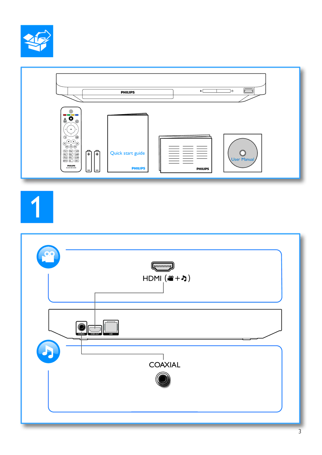 Philips BDP2100 user manual Coaxial 