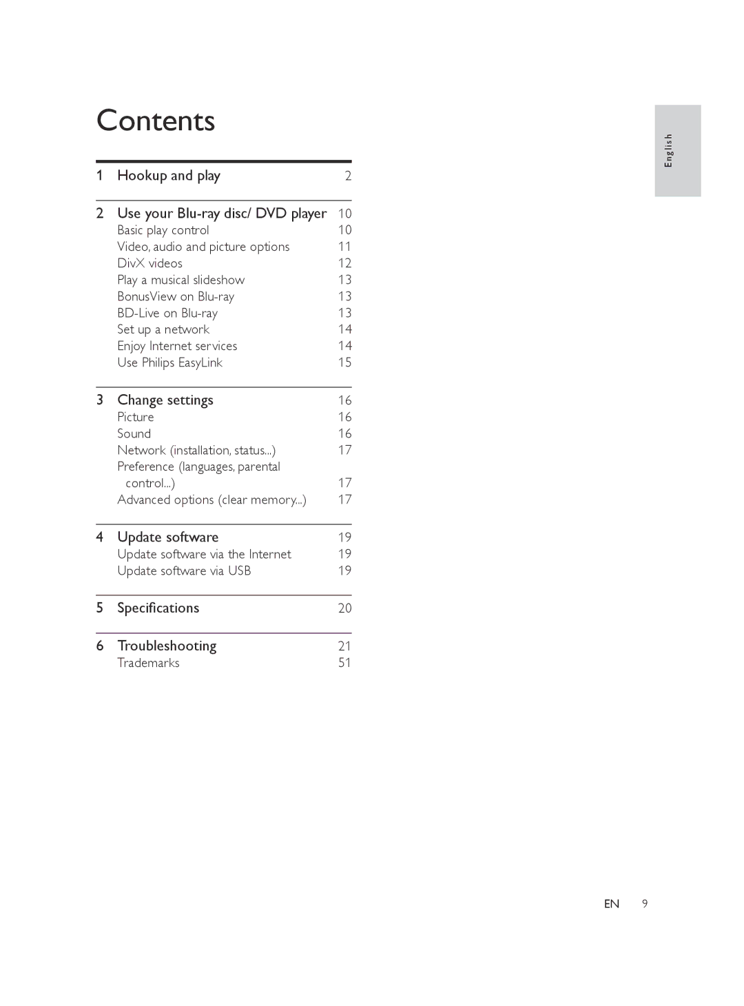 Philips BDP2100/F7 user manual Contents 