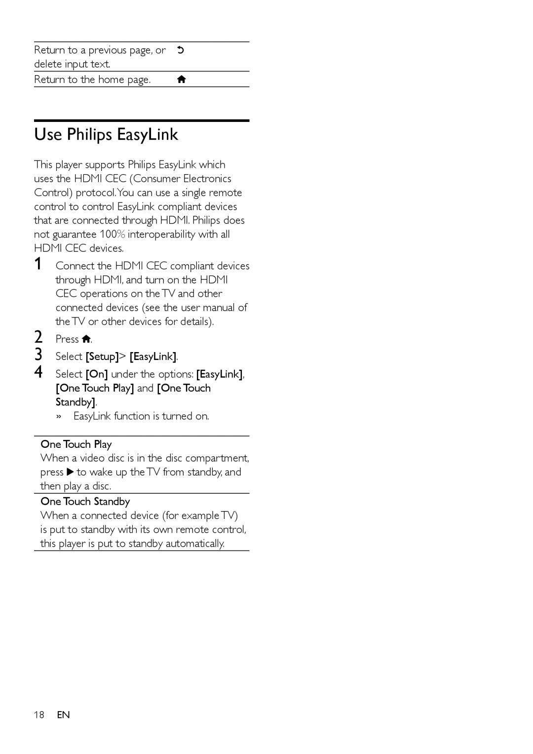 Philips BDP2105/F7 user manual Use Philips EasyLink 