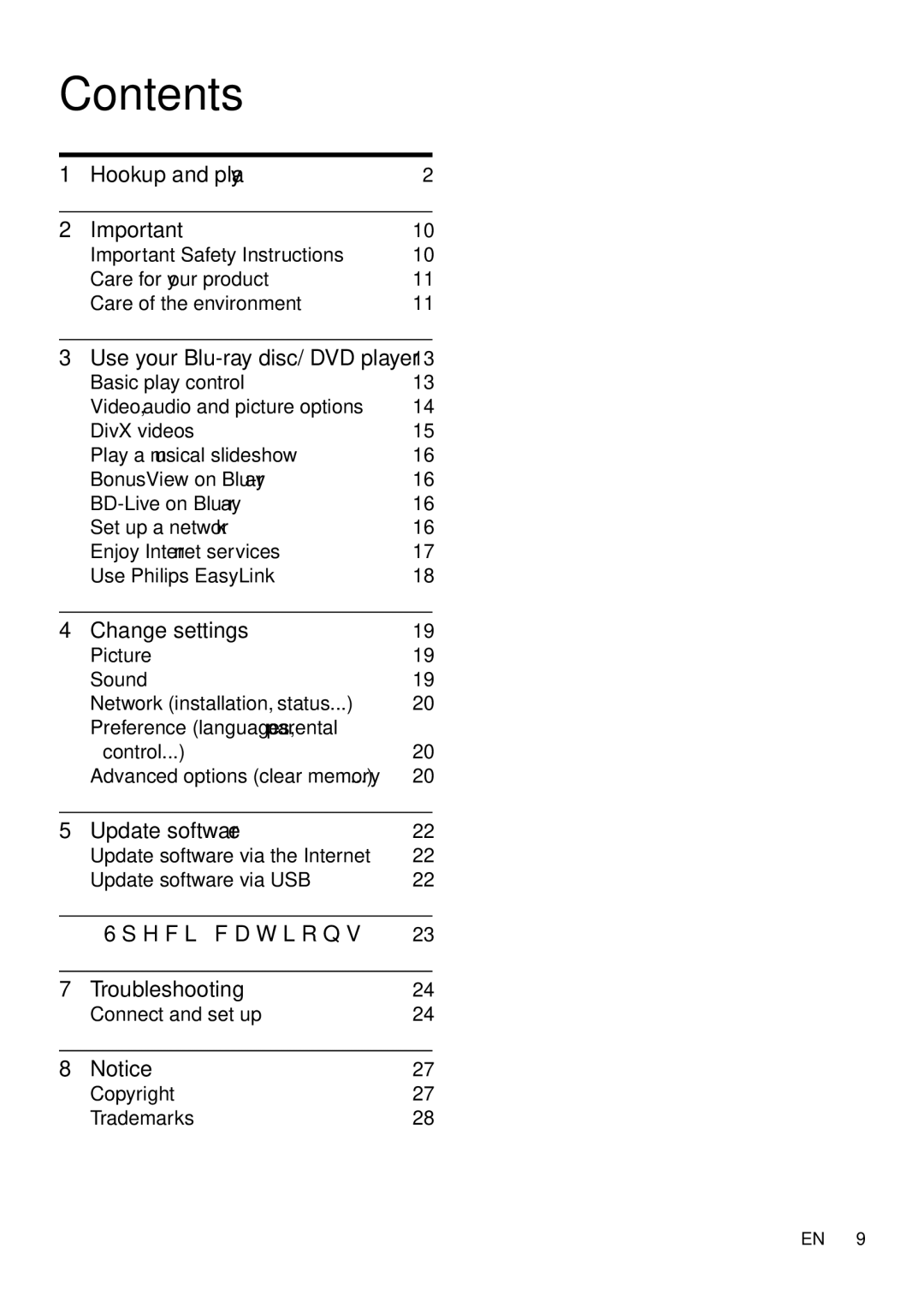 Philips BDP2105/F7 user manual Contents 