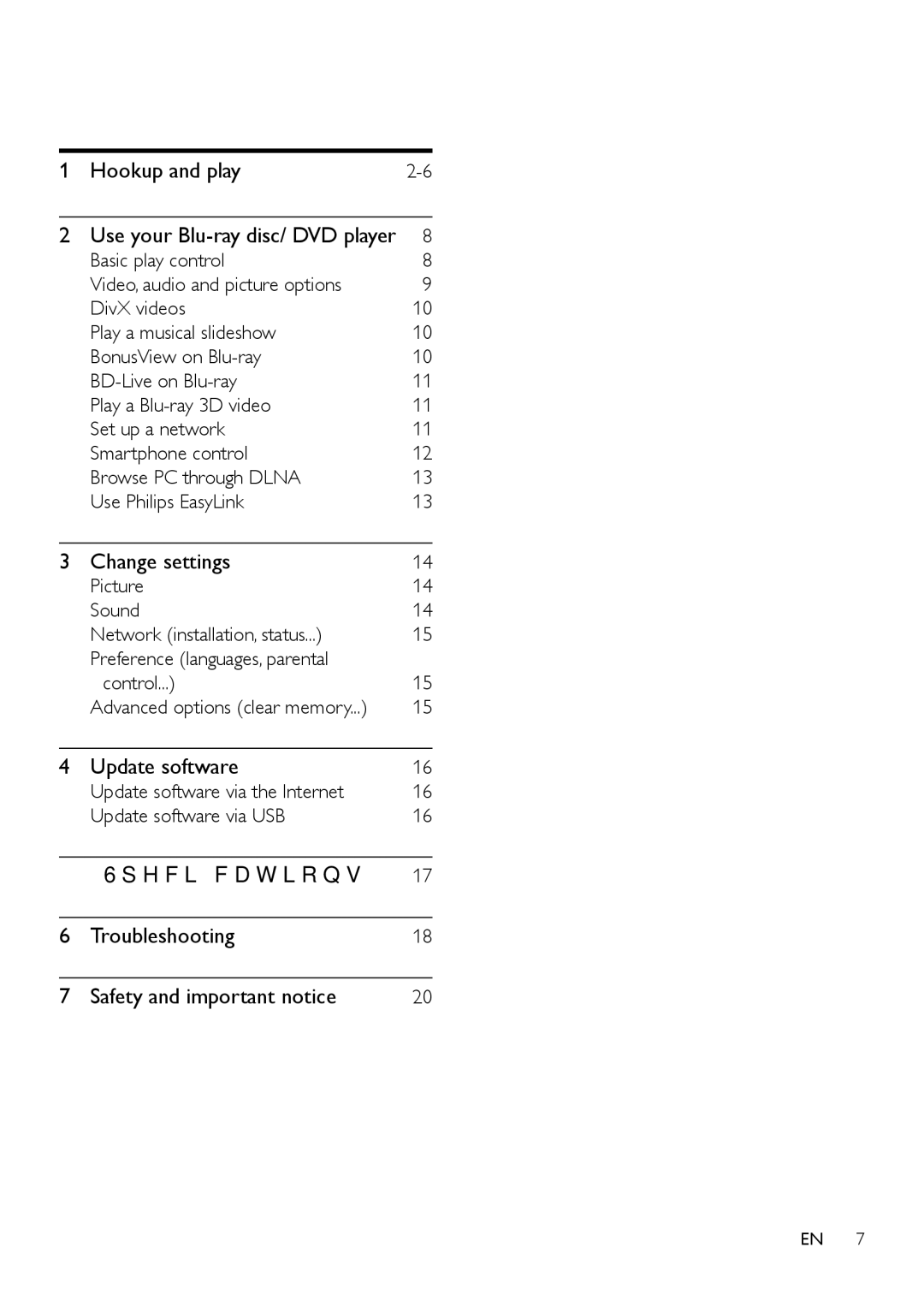 Philips BDP2180 user manual Contents 