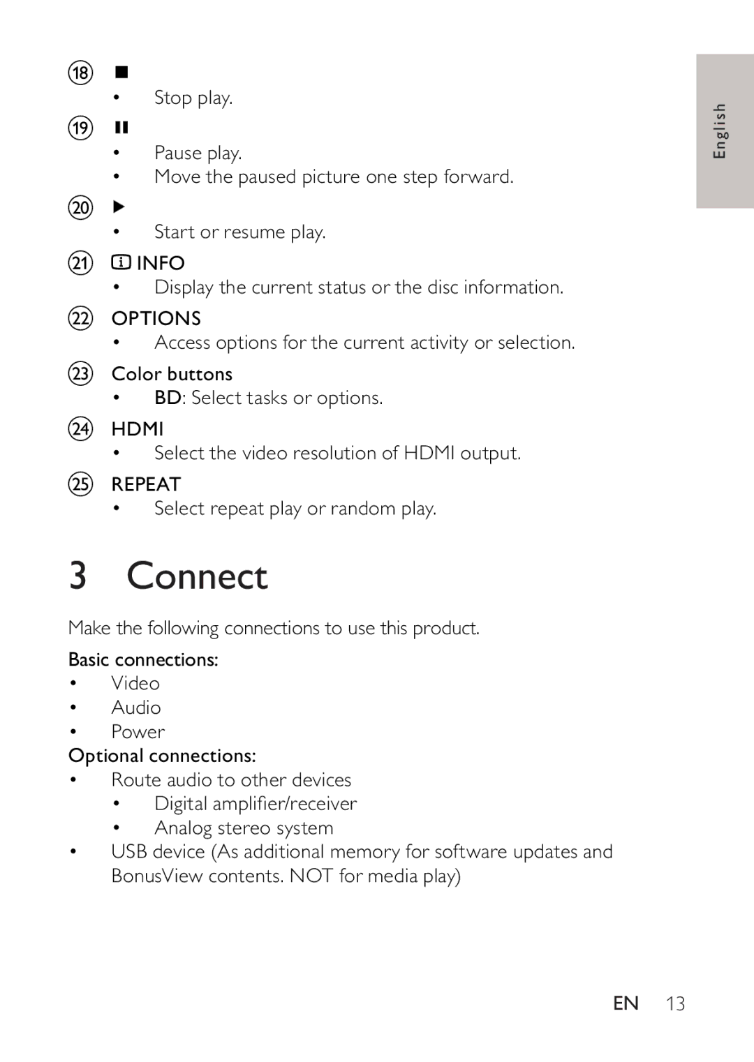 Philips BDP2500 user manual Connect 