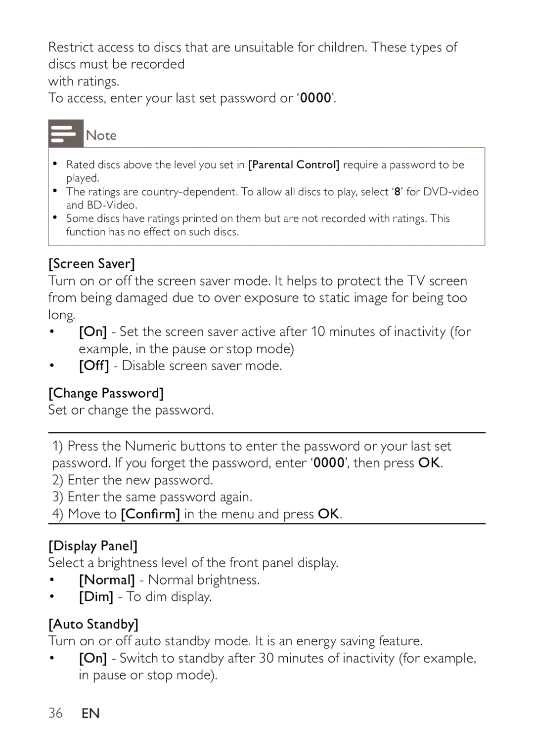 Philips BDP2500 user manual 36 EN 