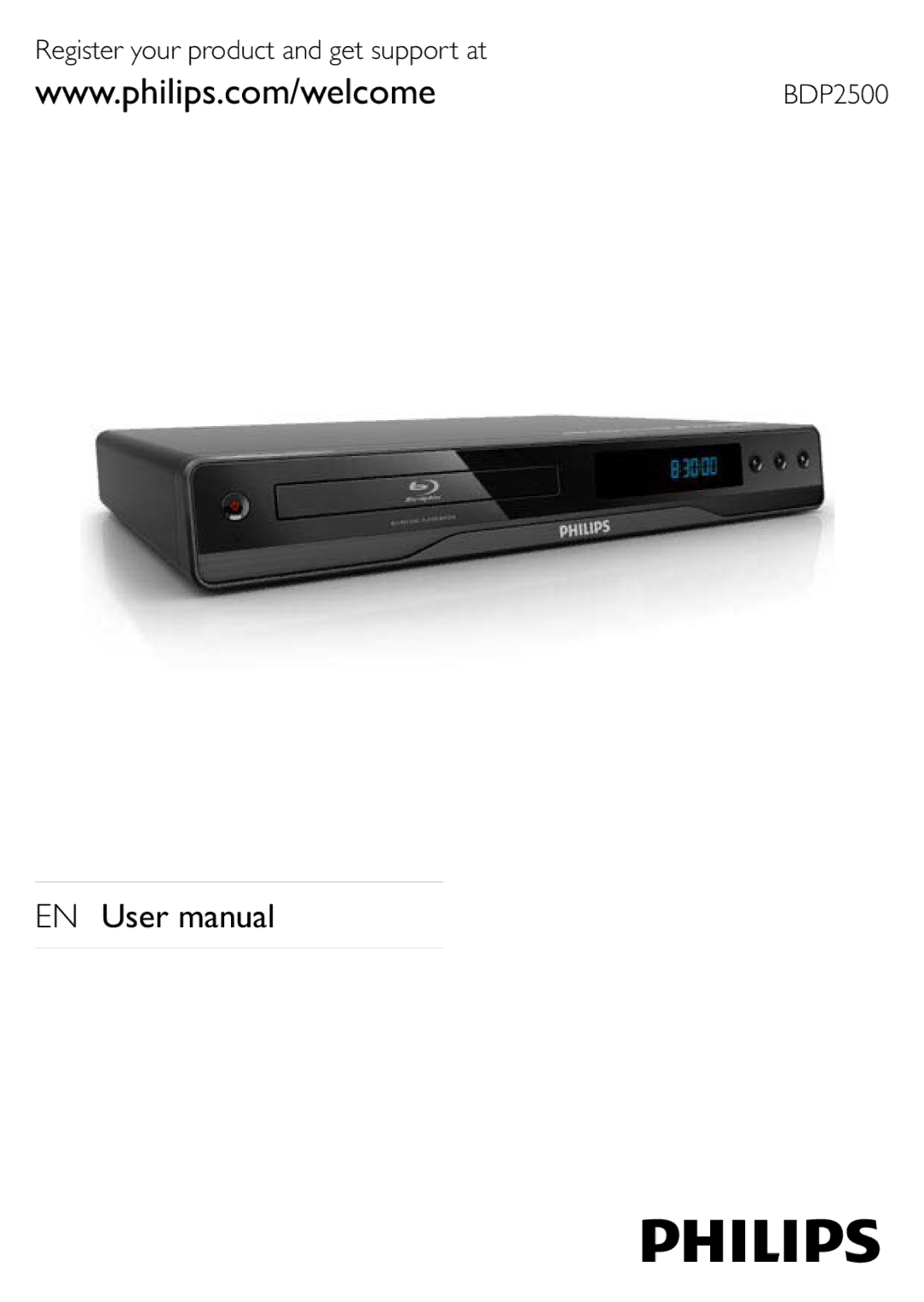 Philips BDP2500/12 user manual Register your product and get support at 