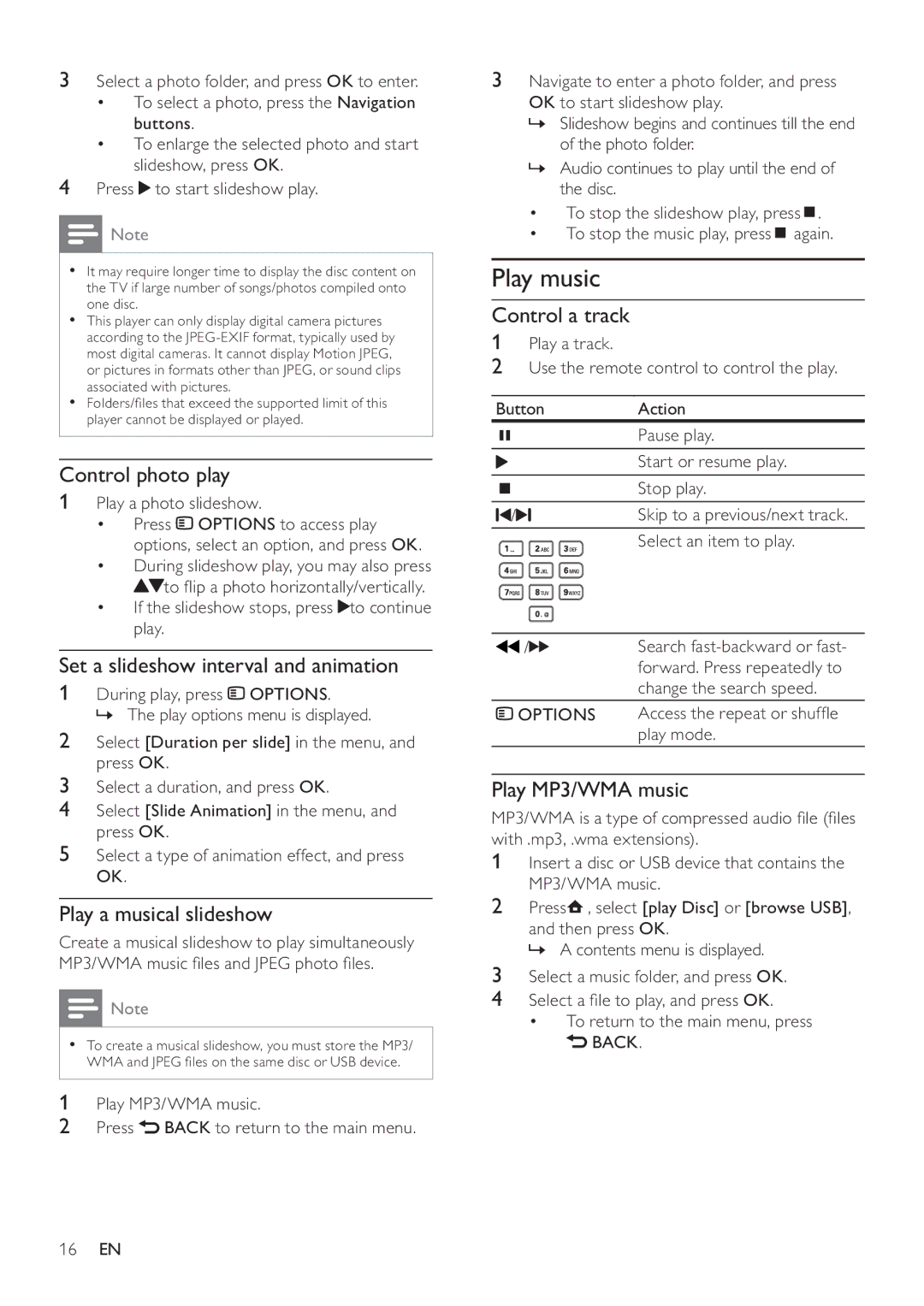 Philips BDP2700 user manual Play music 