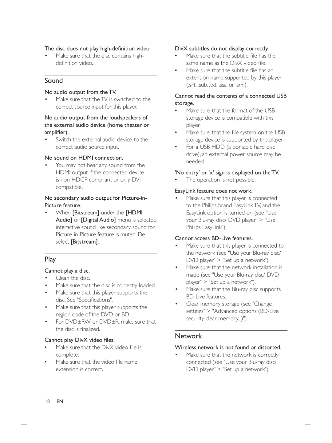 Philips BDP2900 user manual Sound 