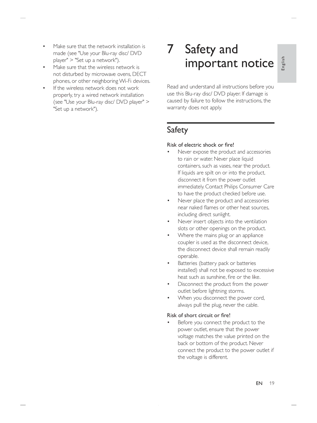 Philips BDP2900 user manual Safety Important notice 