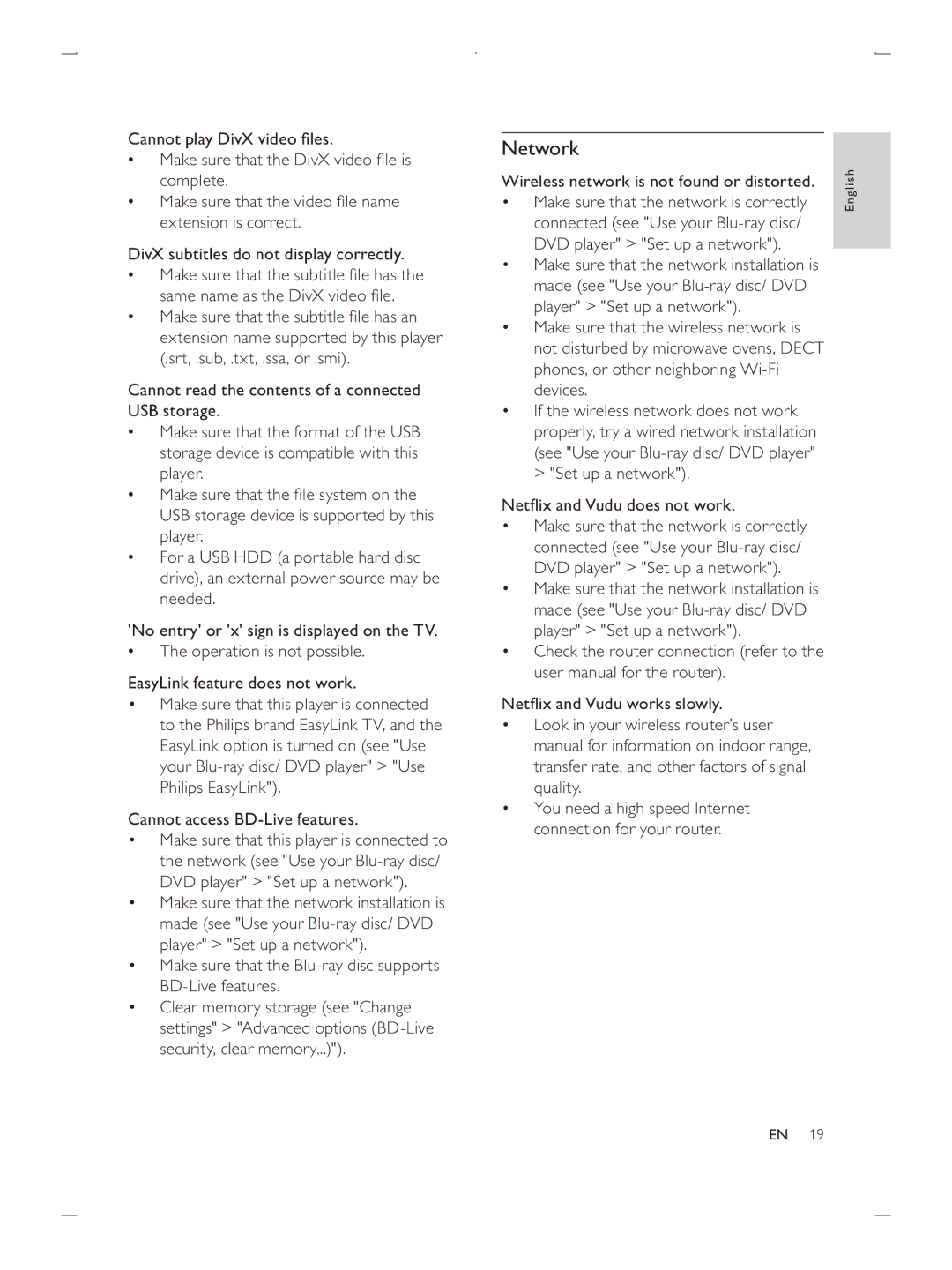 Philips BDP2900/F7 user manual Network 