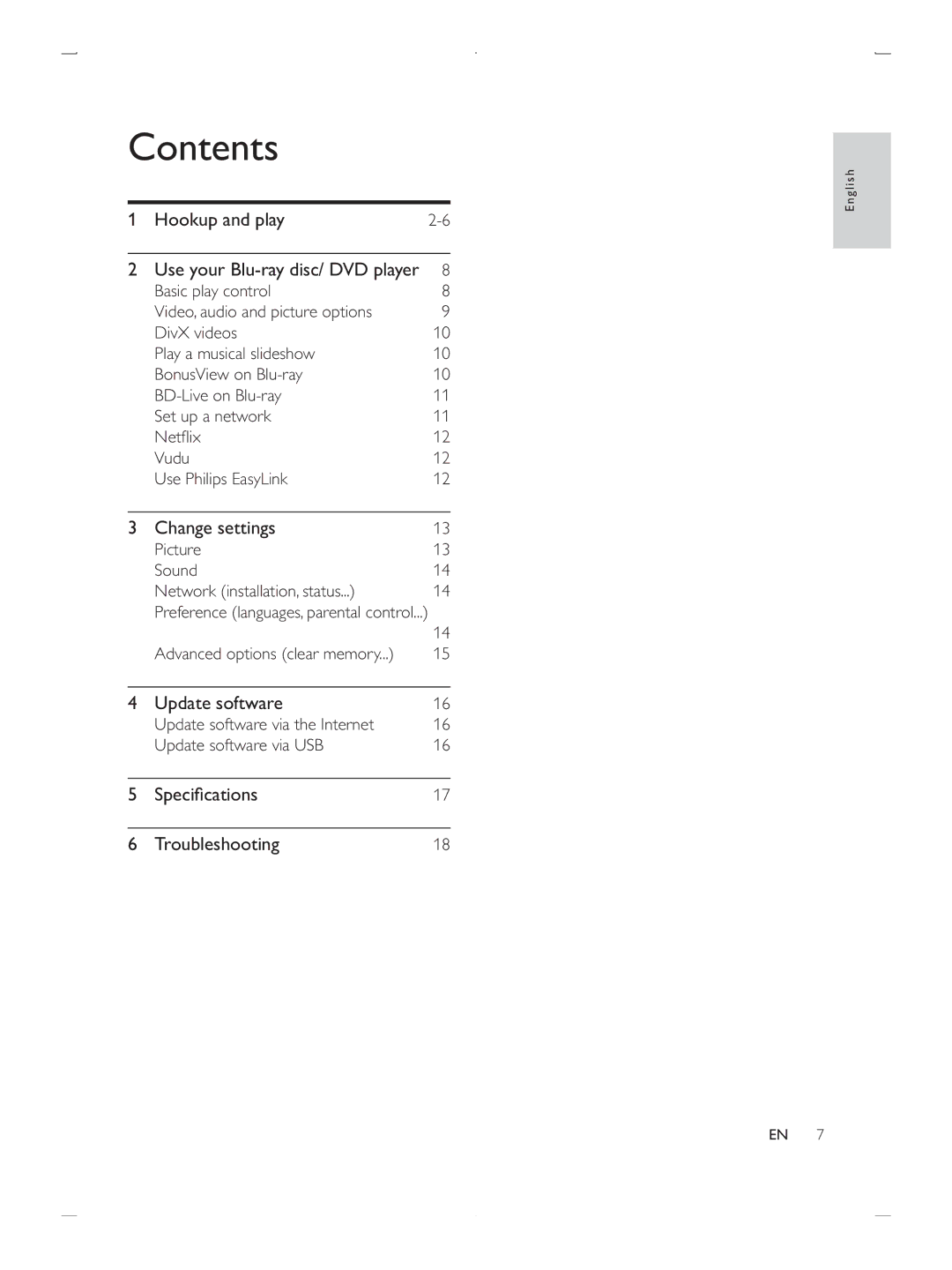 Philips BDP2900/F7 user manual Contents 