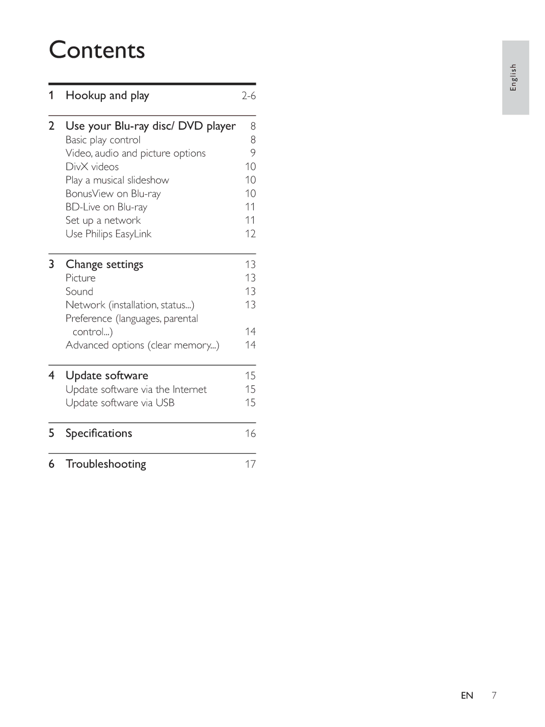 Philips BDP2930 user manual Contents 