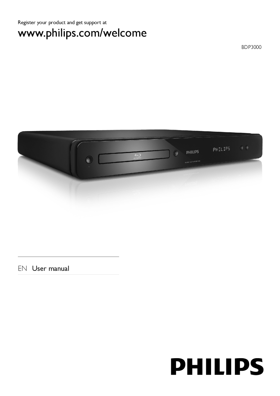 Philips BDP3000/12 user manual Register your product and get support at BDP3000 