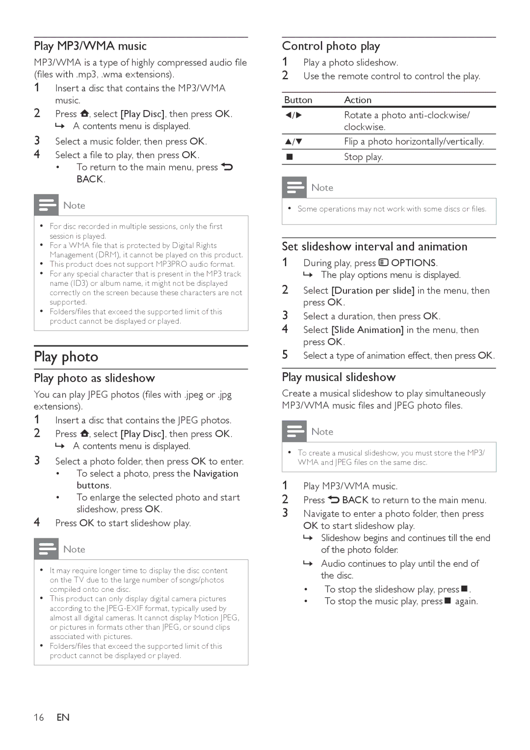 Philips BDP3000/12 user manual Play photo 