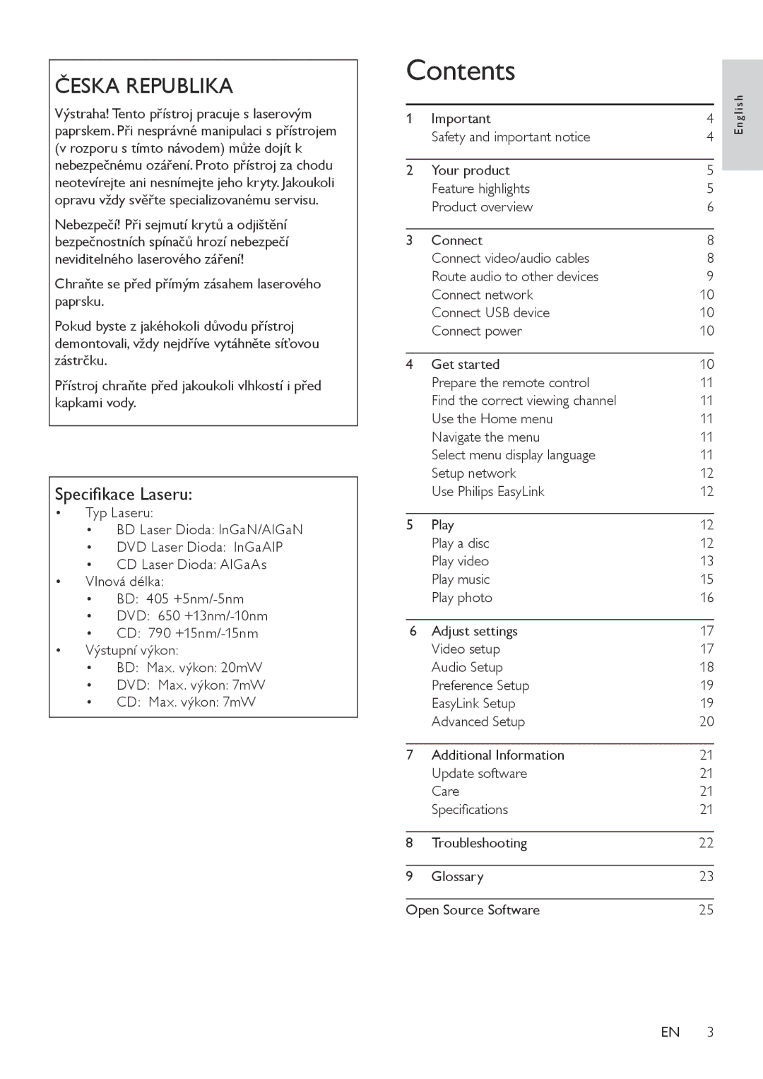 Philips BDP3000/12 user manual Contents 