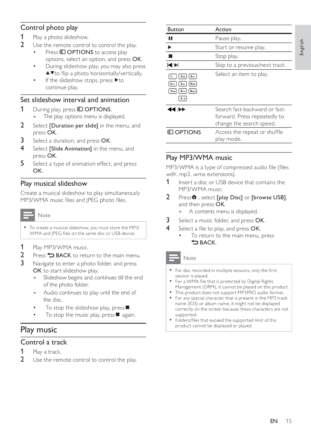 Philips BDP3100 user manual Play music 