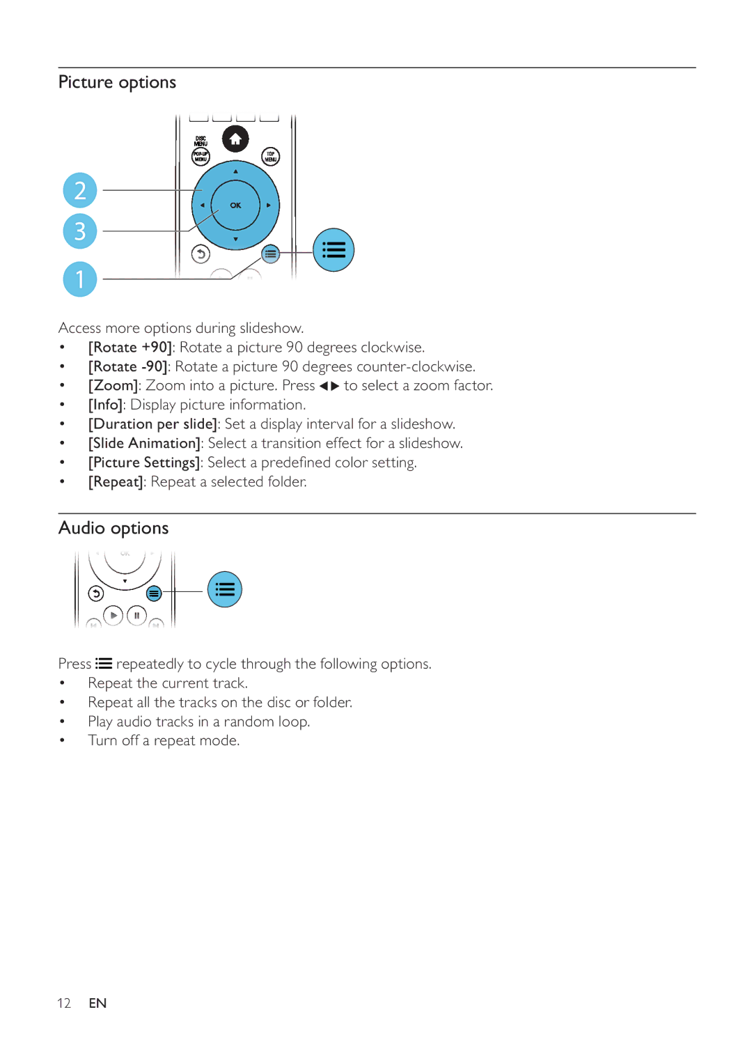 Philips BDP3200 user manual Picture options 