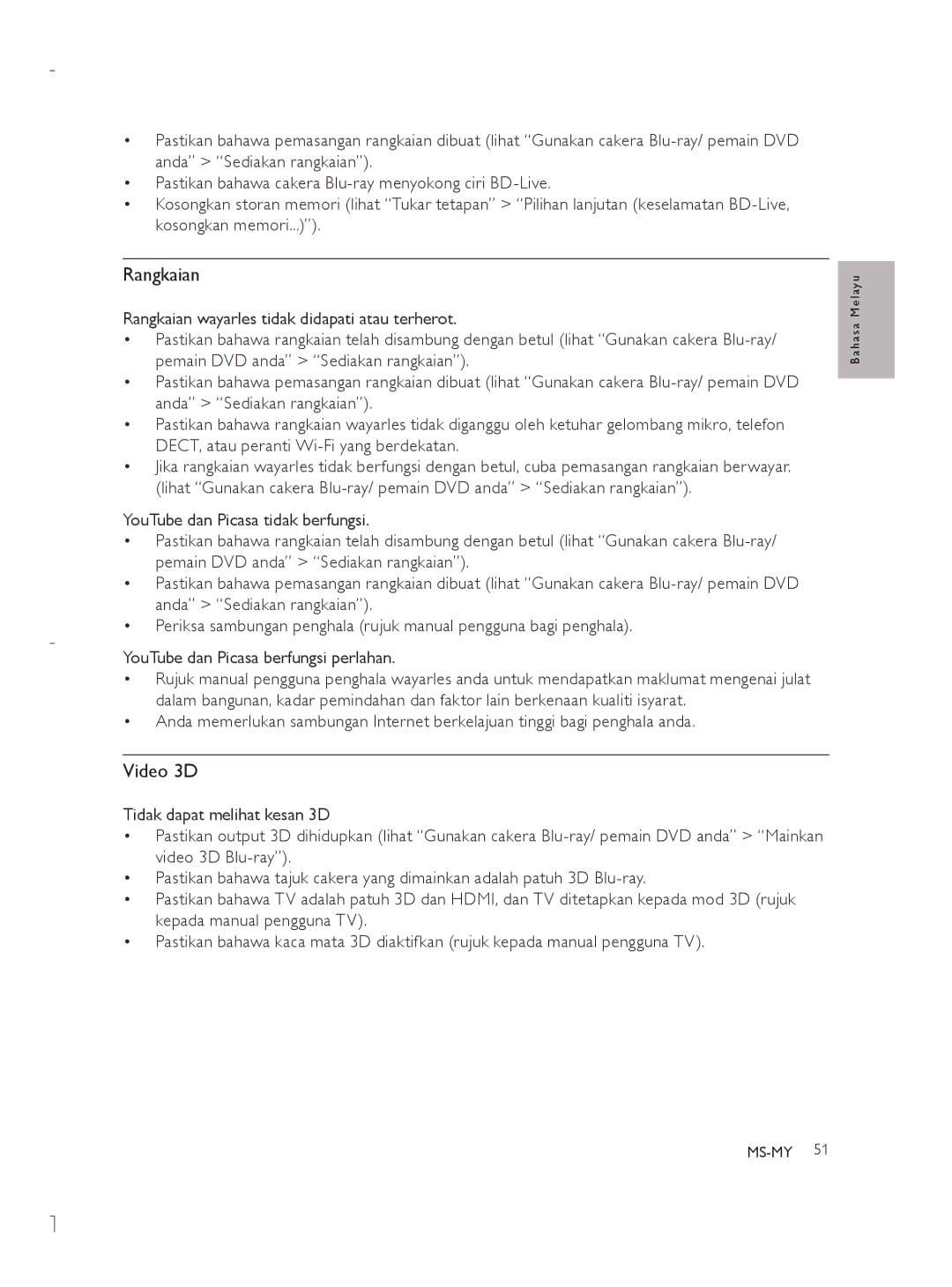 Philips BDP3280 user manual Rangkaian, Video 3D 