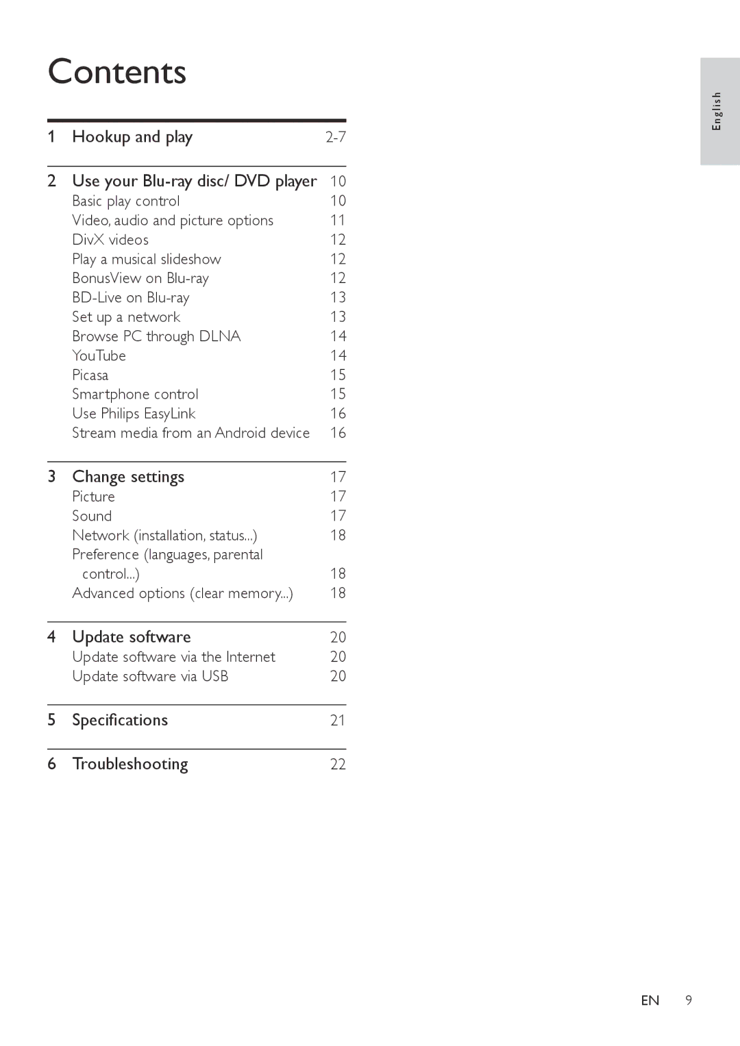 Philips BDP3310, BDP3305 user manual Contents 