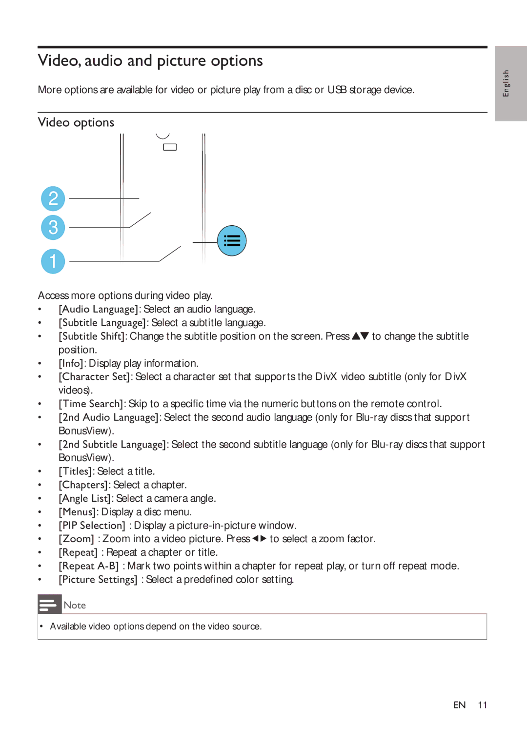 Philips BDP3406/F7 user manual Video, audio and picture options, Video options 