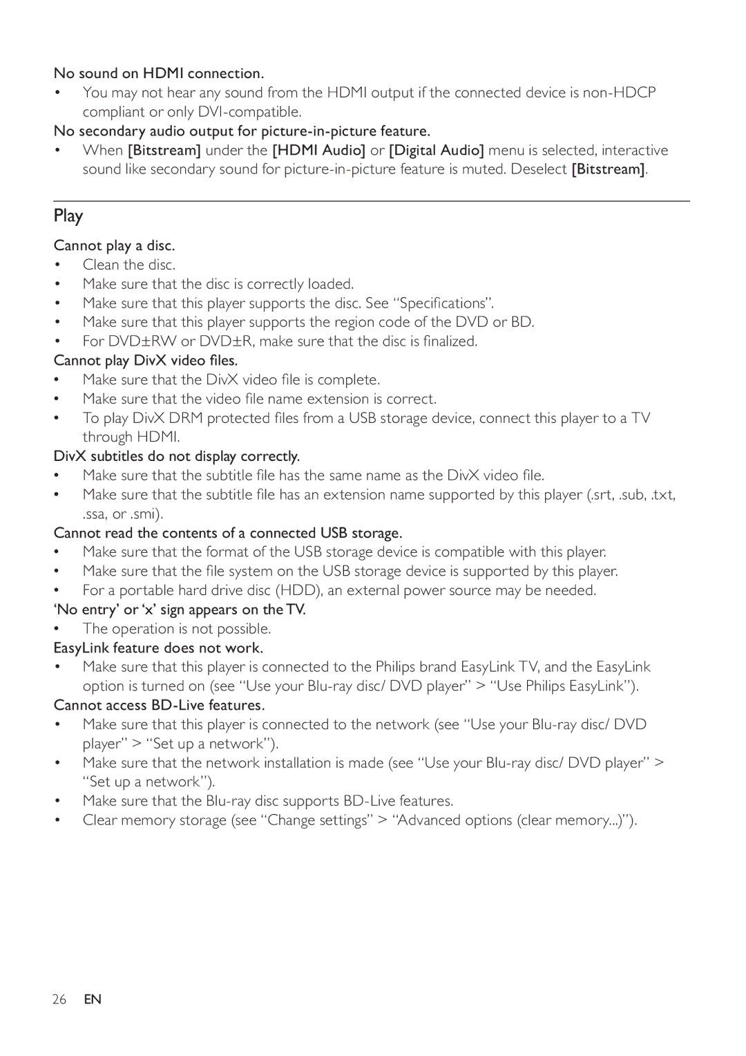 Philips BDP3406/F7 user manual Play 