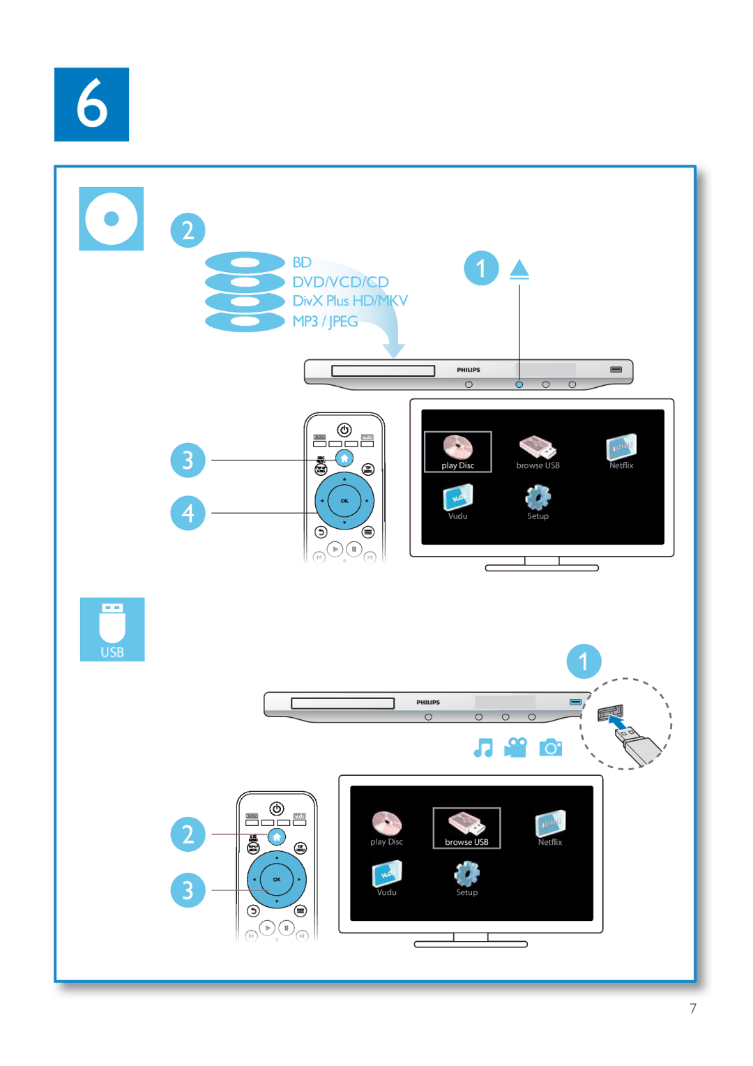 Philips BDP3406/F7 user manual Dvd/Vcd/Cd 