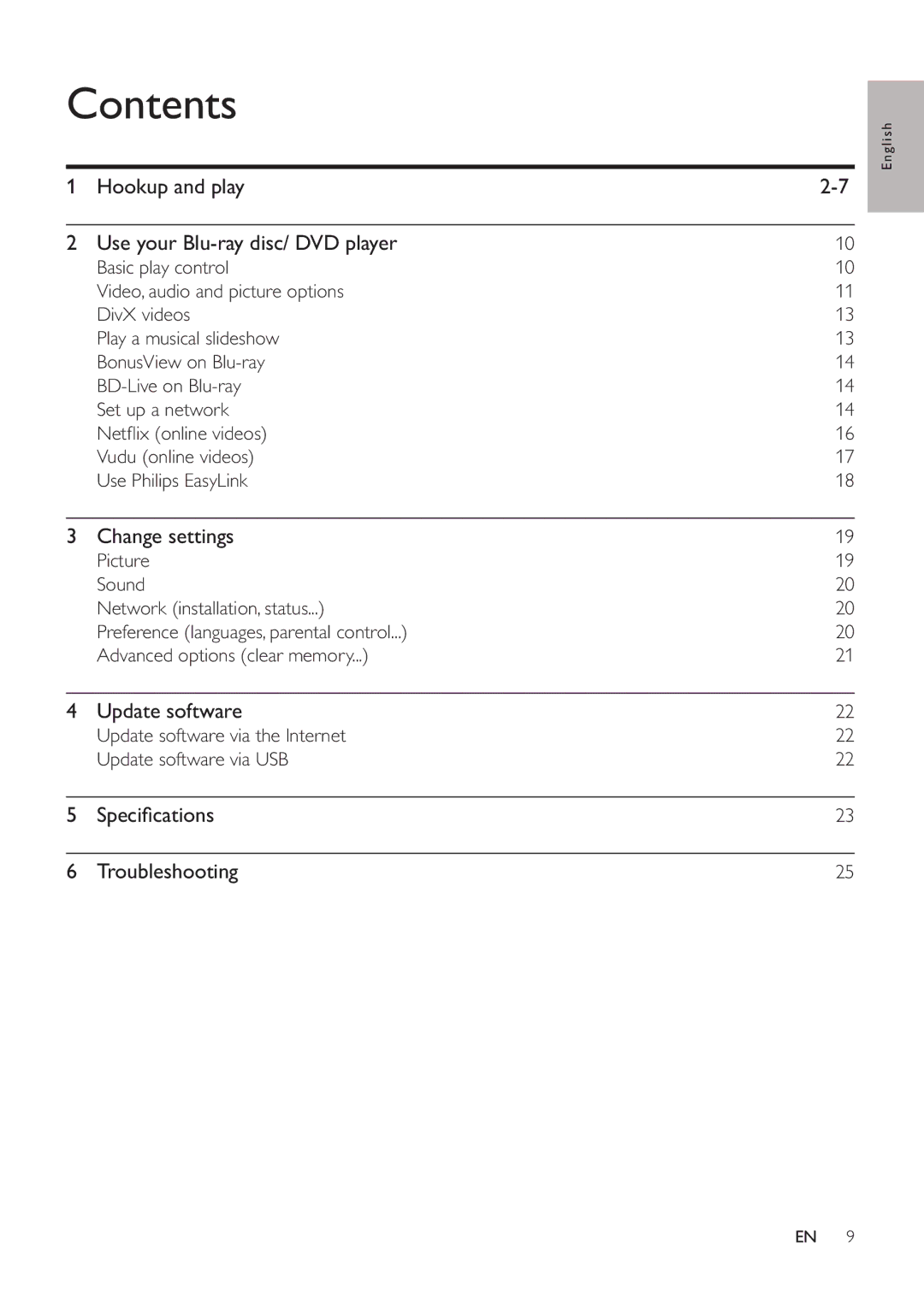 Philips BDP3406/F7 user manual Contents 