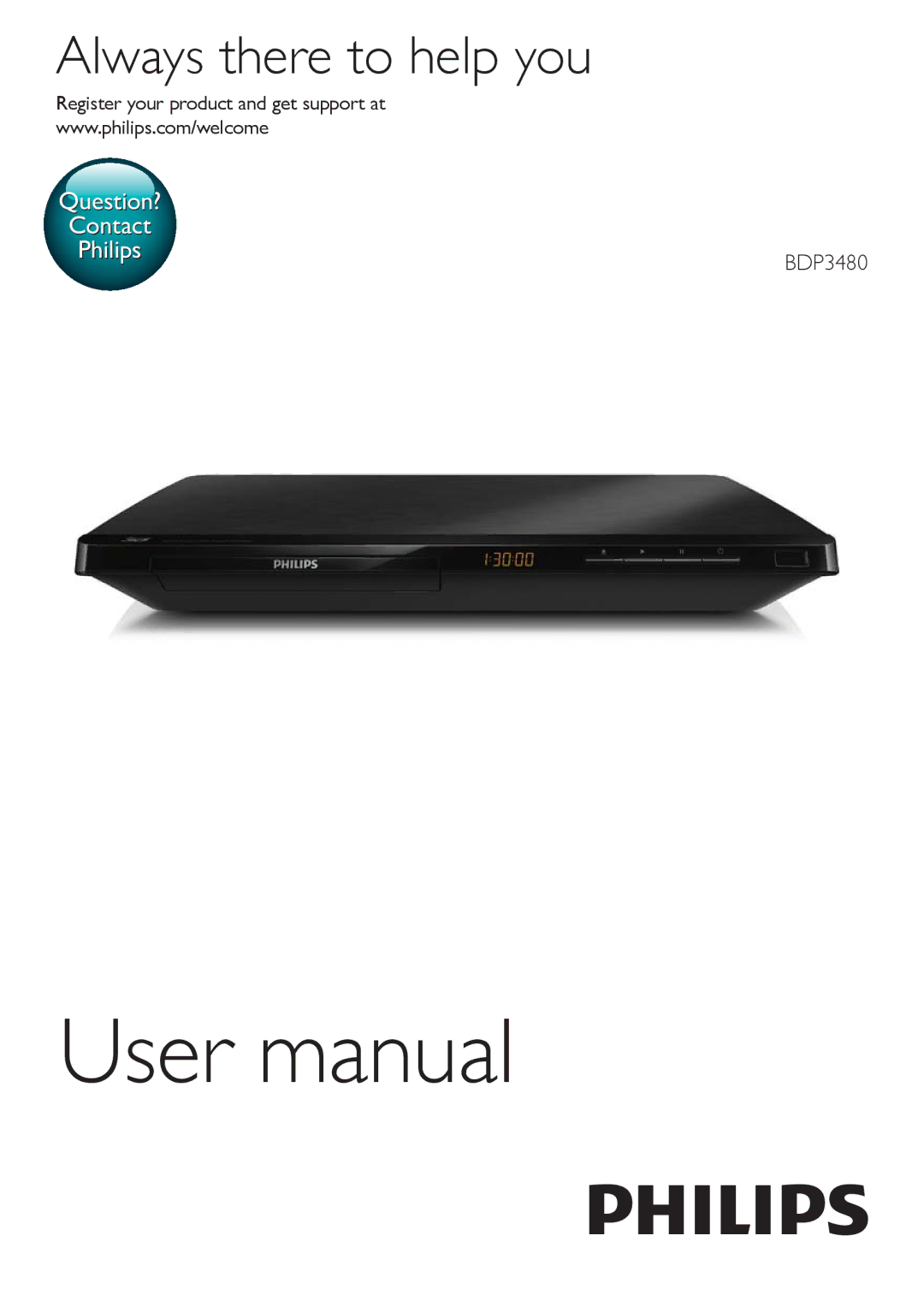 Philips BDP3480 user manual Always there to help you, Register your product and get support at 