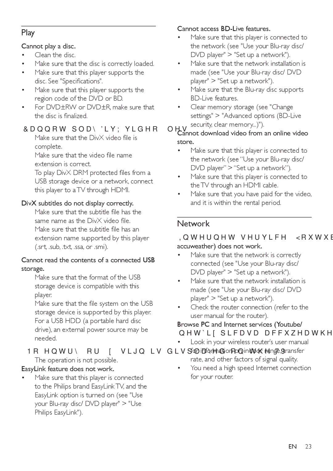 Philips BDP3480 user manual Play, Network, GLVF6HH6SHFLÀFDWLRQV, DqqrwSod\LyYlghrÀohv 