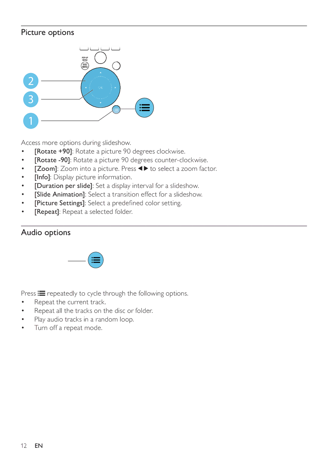 Philips BDP5200 user manual Picture options 