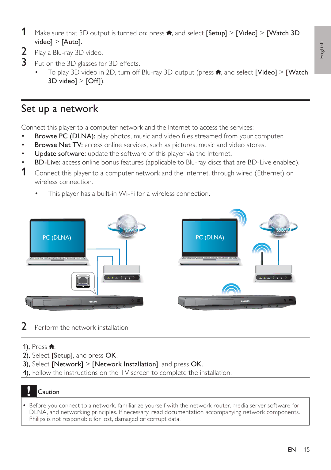 Philips BDP5200 user manual Set up a network 